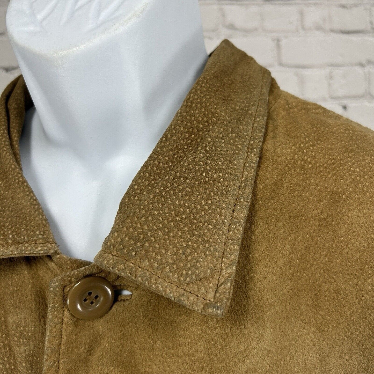 Rigo Sportswear Light Brown Leather Button Up Heavy Jacket Coat Men’s Size XL