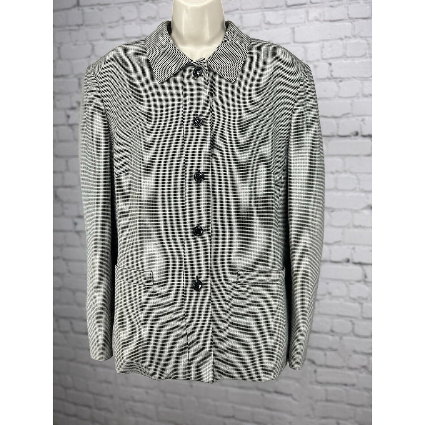 Tahari Arthur S. Levine Black White Check Collared Women’s Jacket Blazer Size 18