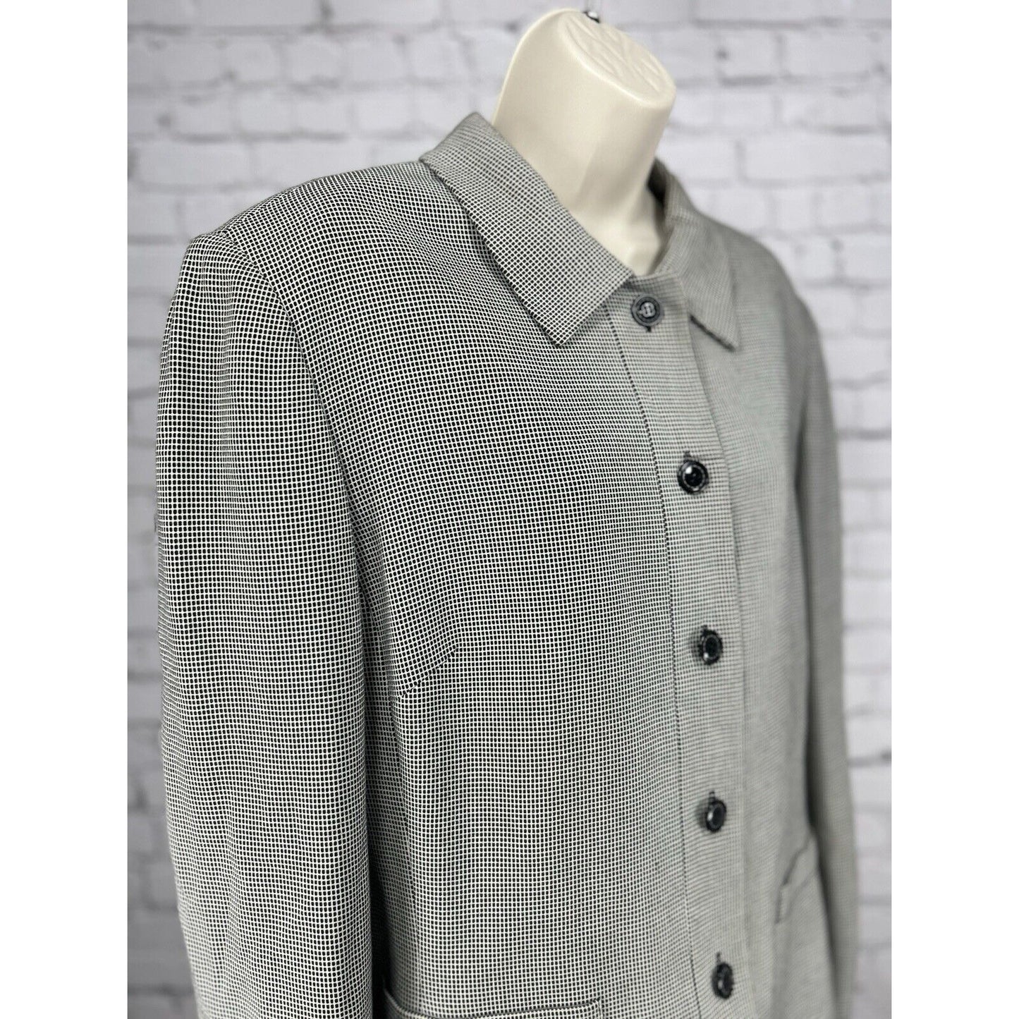 Tahari Arthur S. Levine Black White Check Collared Women’s Jacket Blazer Size 18