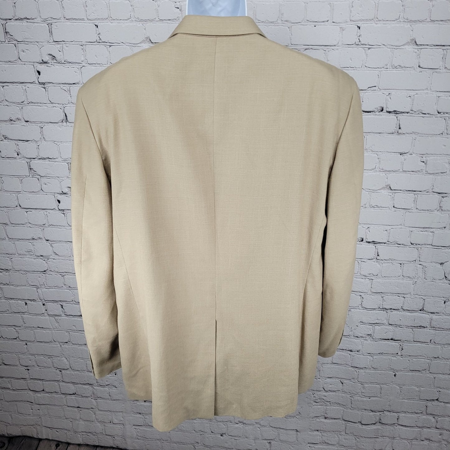 Stafford Beige Linen Blend 2 Button Vented Notch Blazer Sport Coat Size 48L