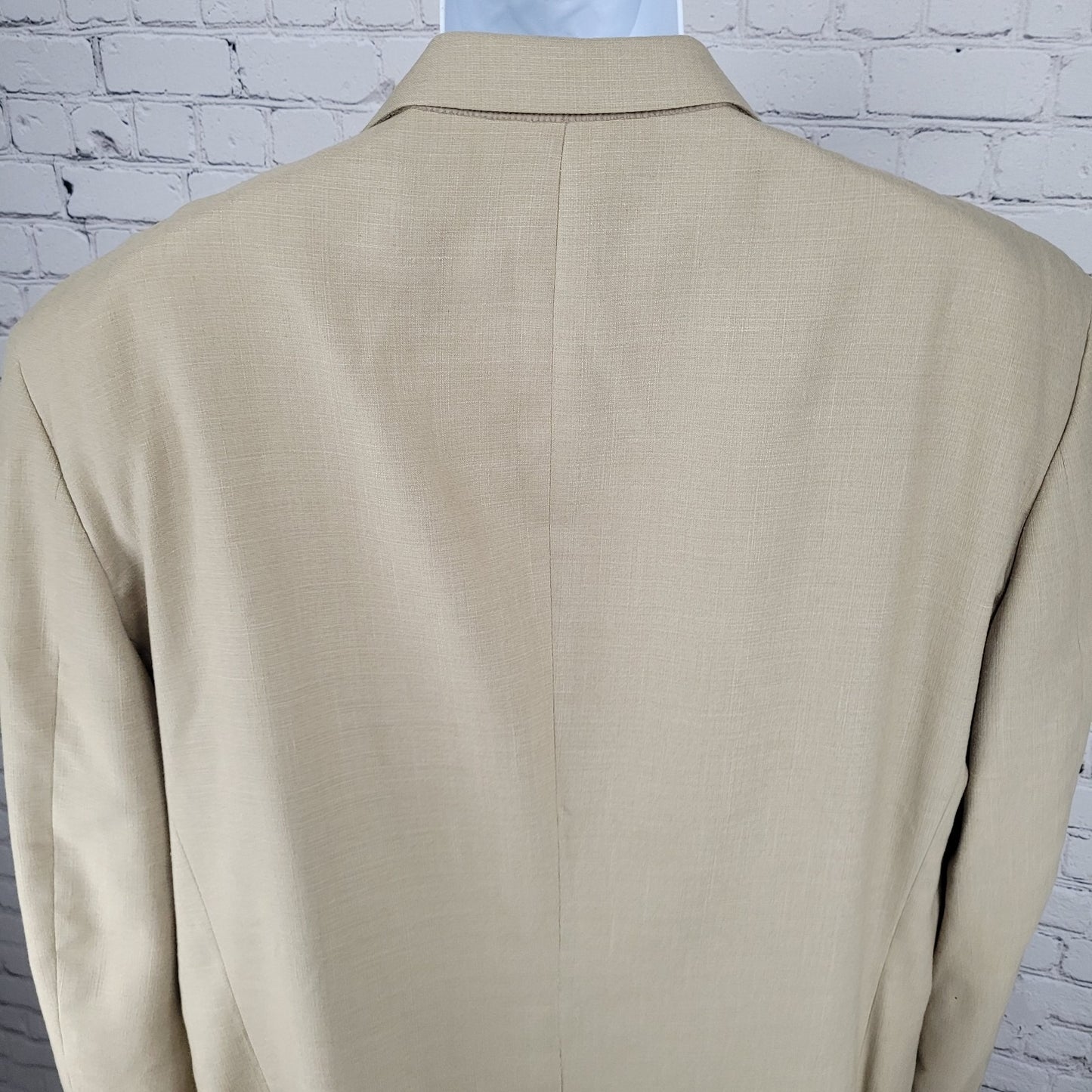 Stafford Beige Linen Blend 2 Button Vented Notch Blazer Sport Coat Size 48L