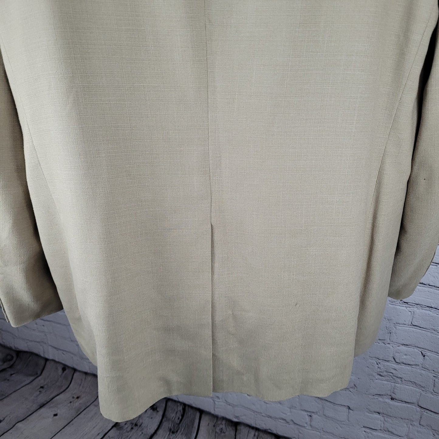Stafford Beige Linen Blend 2 Button Vented Notch Blazer Sport Coat Size 48L
