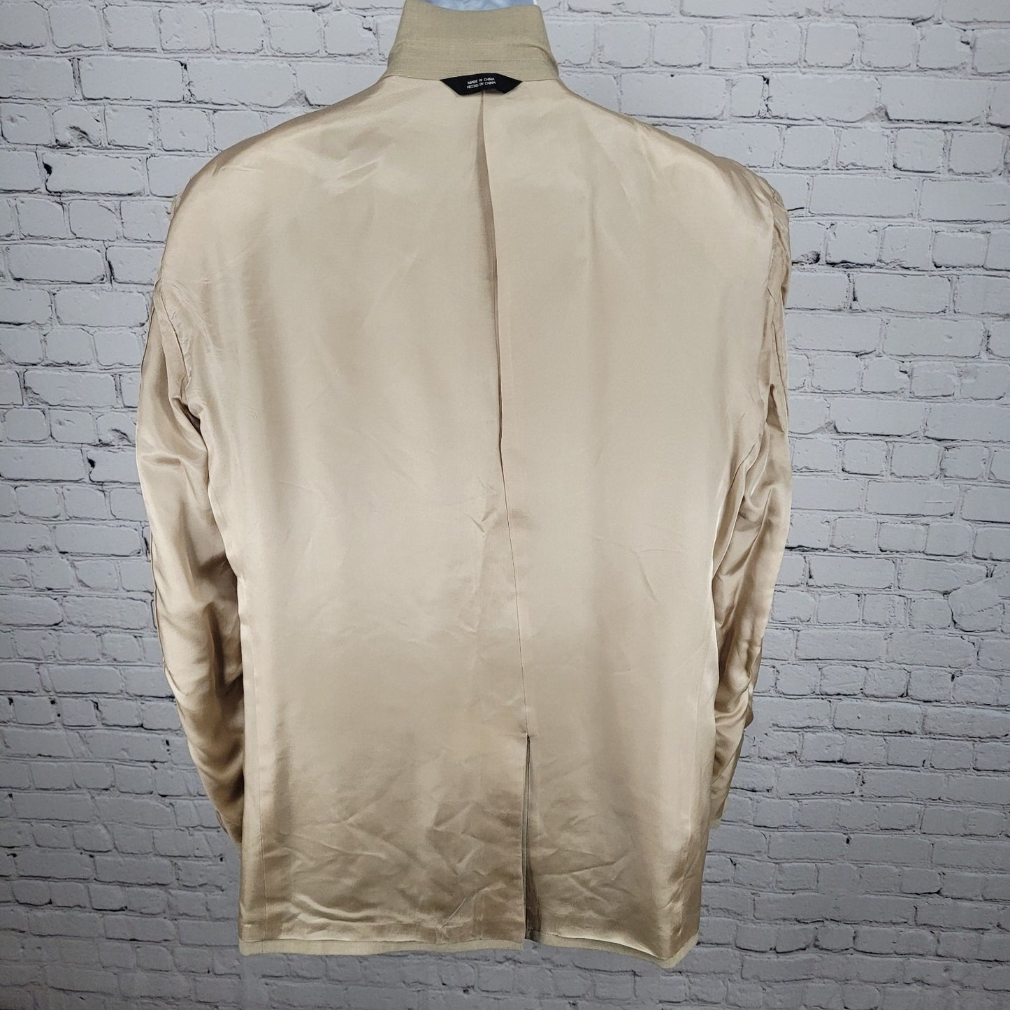 Stafford Beige Linen Blend 2 Button Vented Notch Blazer Sport Coat Size 48L