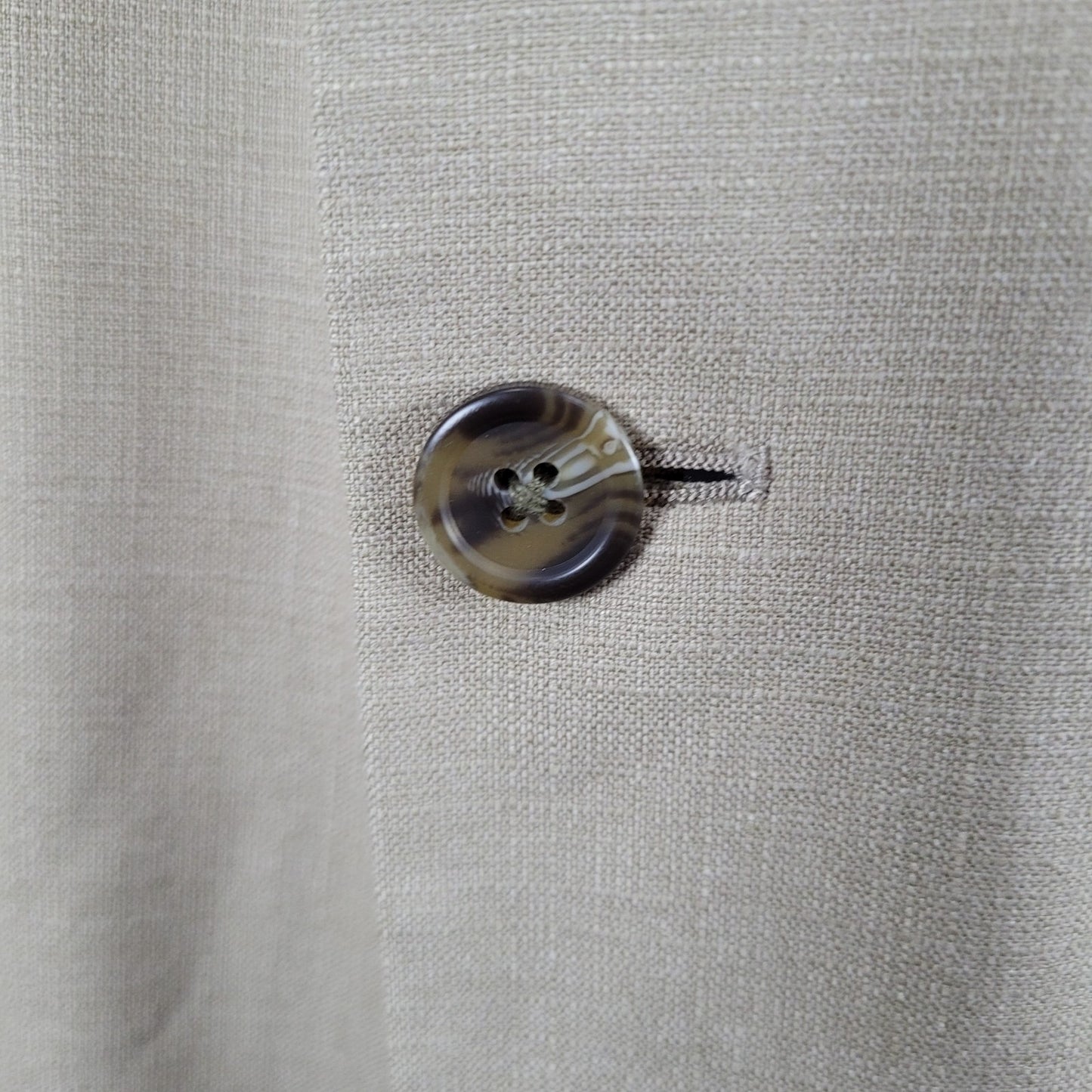 Stafford Beige Linen Blend 2 Button Vented Notch Blazer Sport Coat Size 48L