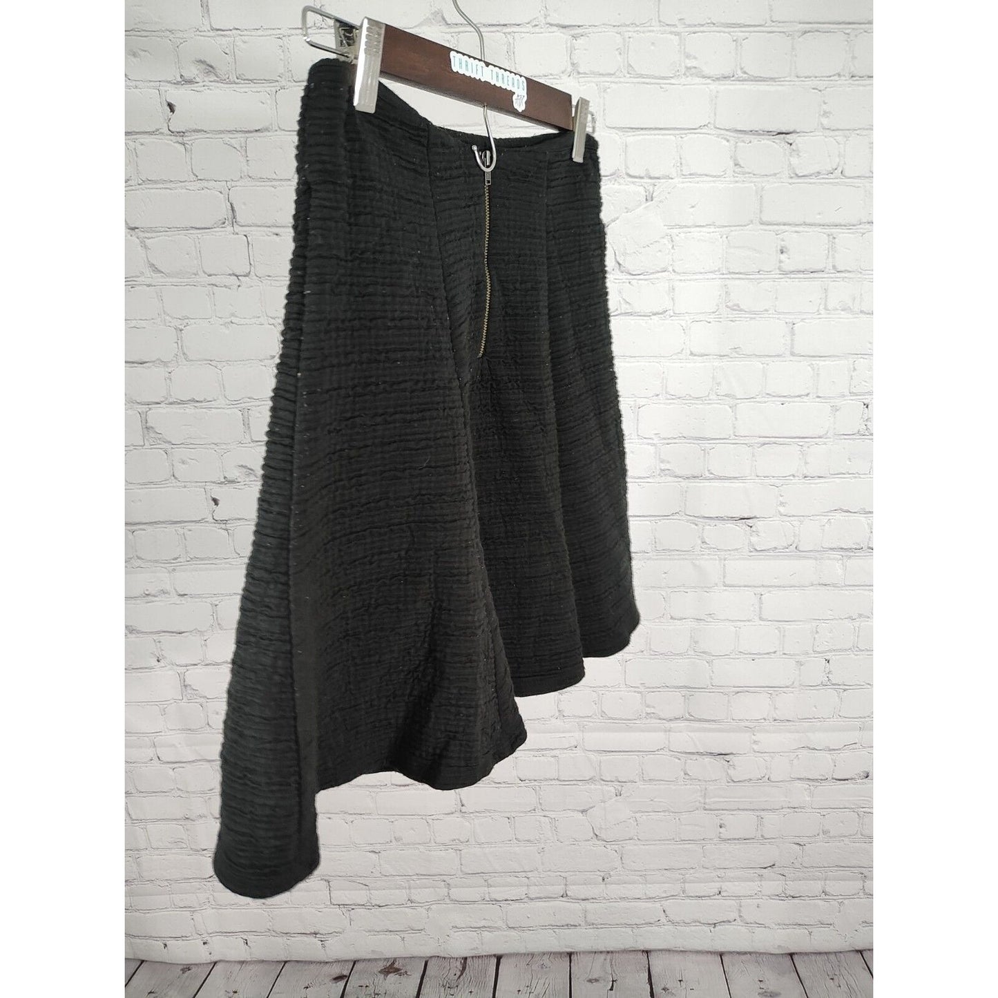 Maeve Anthropologie Y2K A Line Skater Ruched Black Zip Up Skirt Size XS
