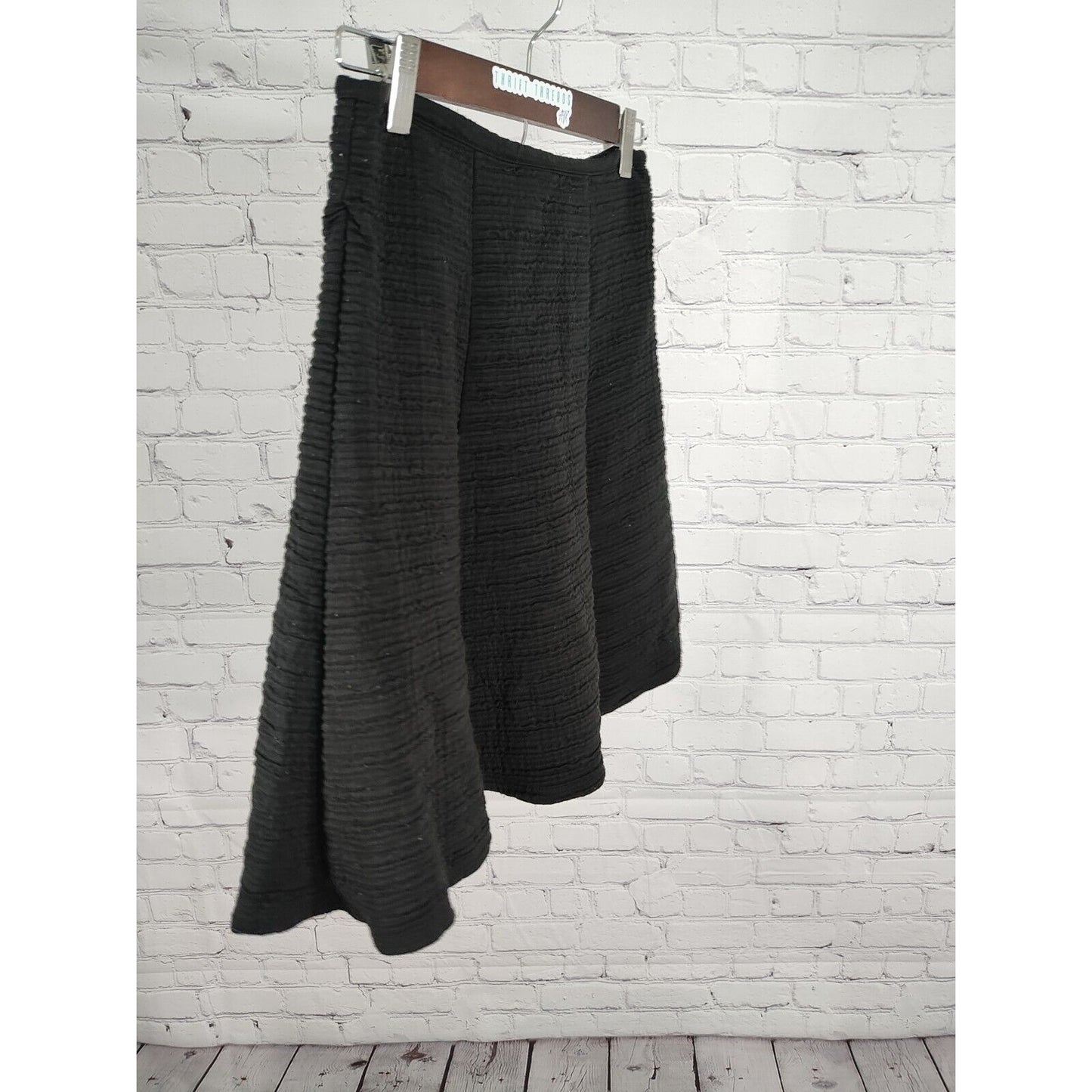 Maeve Anthropologie Y2K A Line Skater Ruched Black Zip Up Skirt Size XS