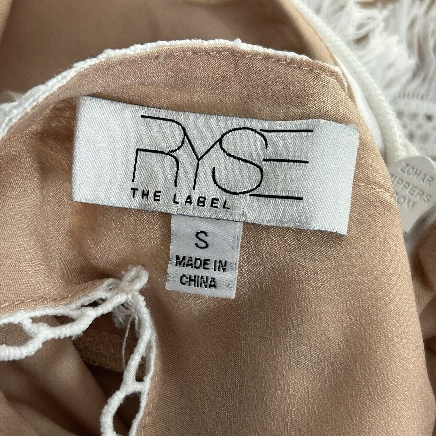 Ryse The Label Off White Sleeveless V Neck Lace Fringe Mini Dress Size Small S