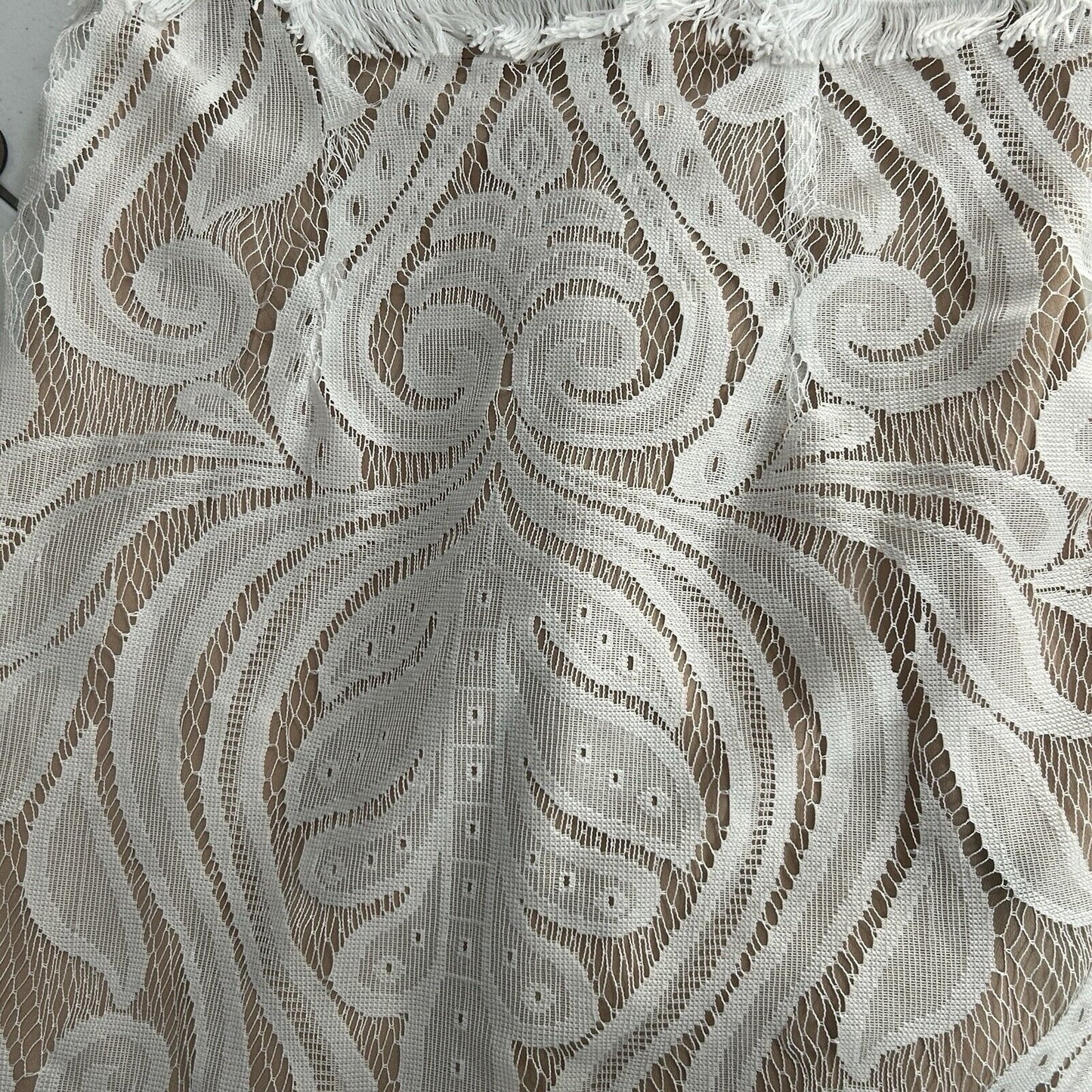 Ryse The Label Off White Sleeveless V Neck Lace Fringe Mini Dress Size Small S