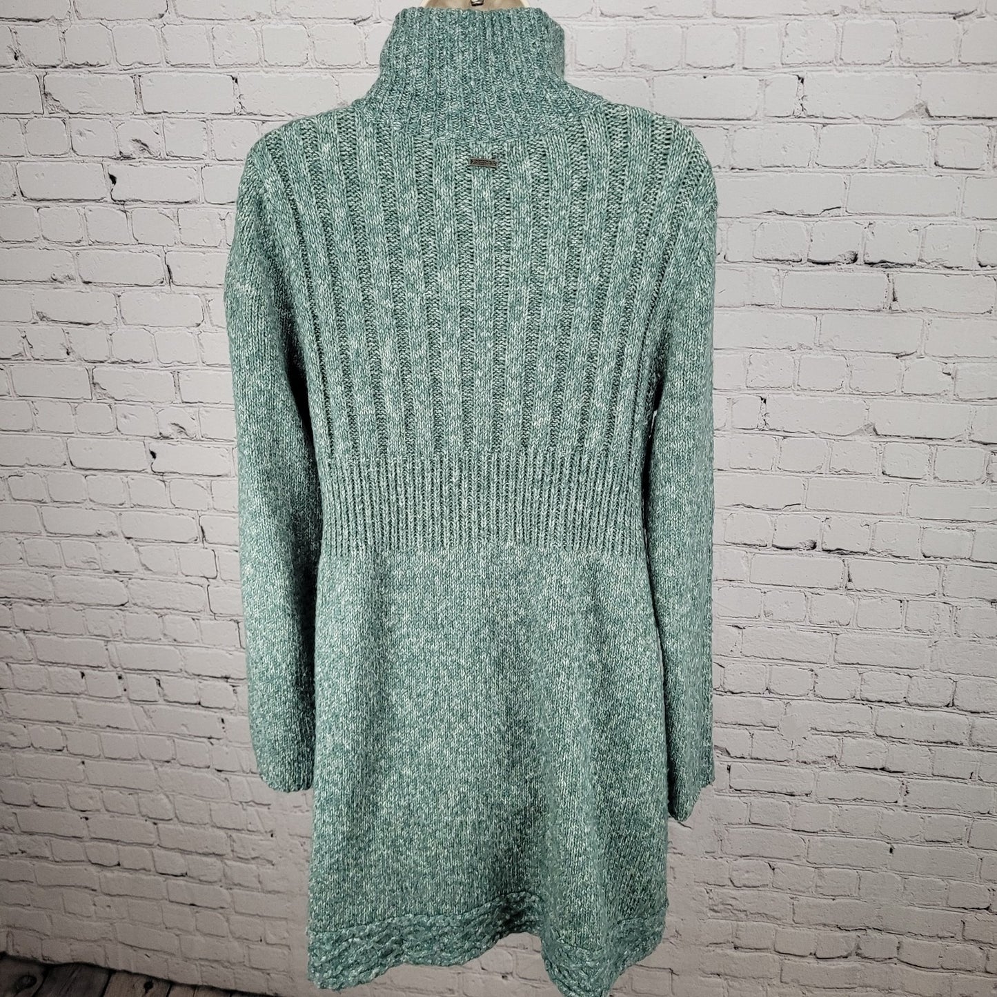 prAna Green Chunky Knit Snap & Button Up Long Cardigan Sweater Size Large L