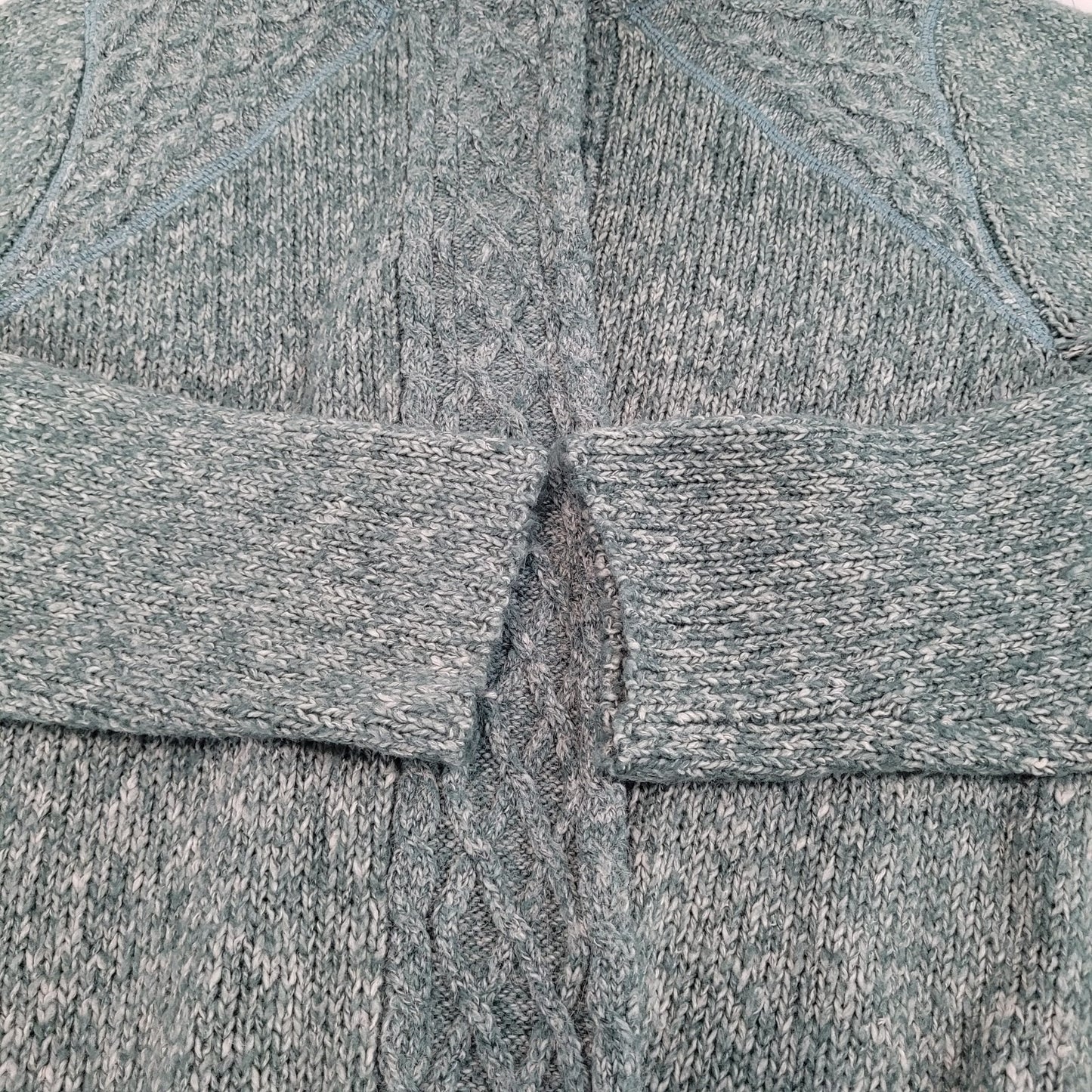 prAna Green Chunky Knit Snap & Button Up Long Cardigan Sweater Size Large L