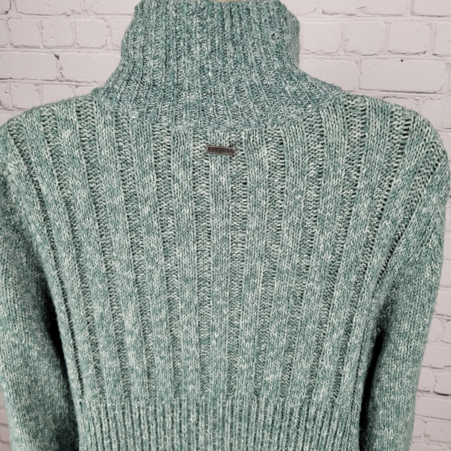 prAna Green Chunky Knit Snap & Button Up Long Cardigan Sweater Size Large L