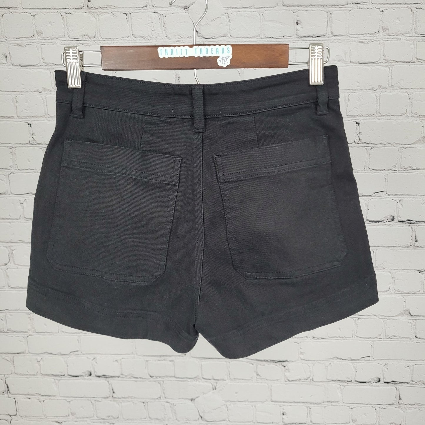 Everlane Black Twill Cotton Stretch High Rise Flat Front Shorts Size 0 (27x2.5)