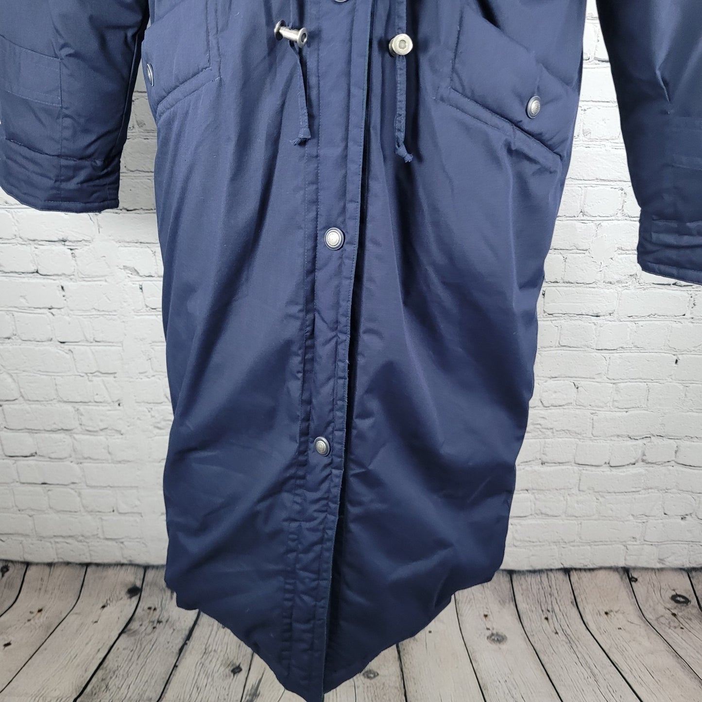 Mulberry Street Blue Down Fill Insulated Removable Hood Over Coat Size Medium M