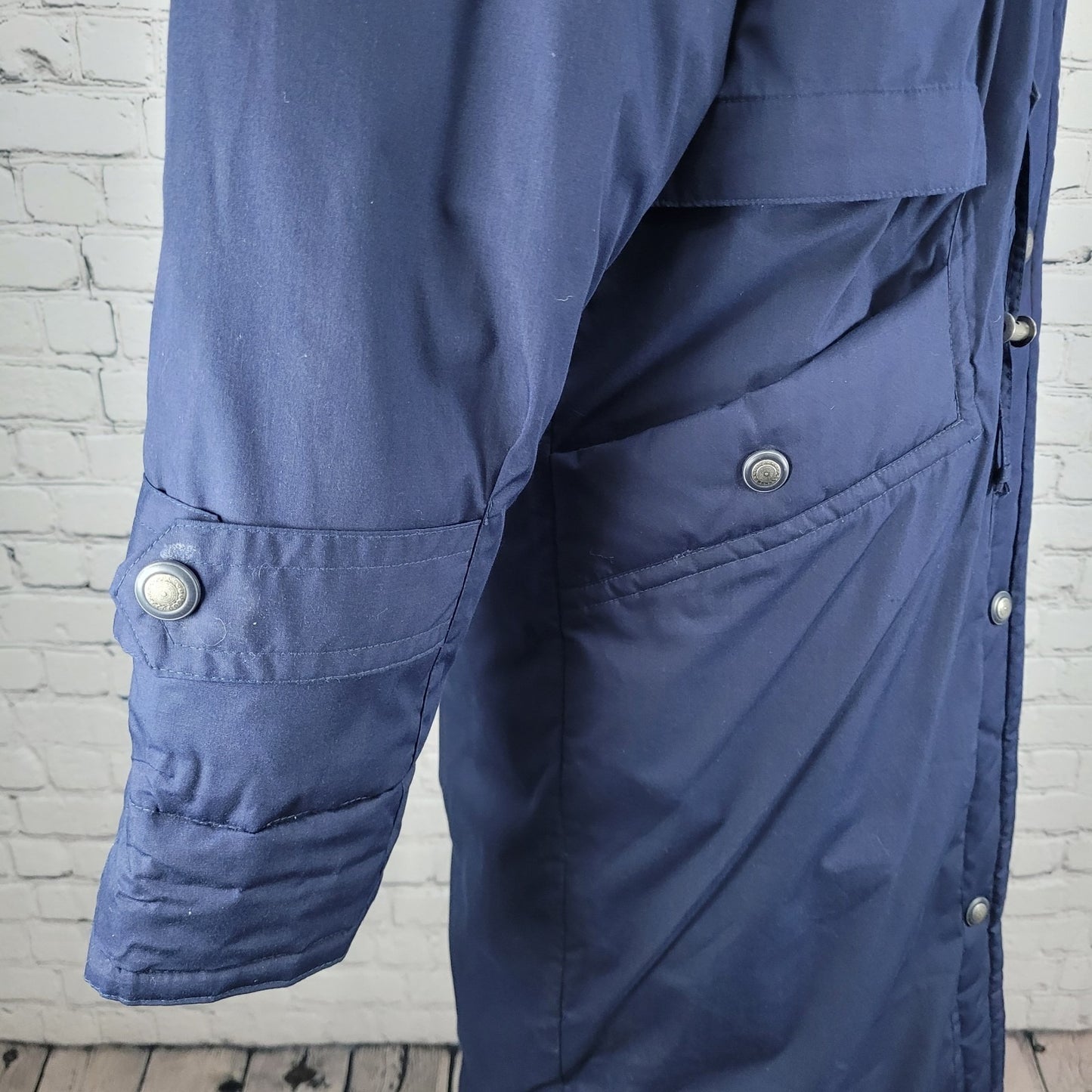 Mulberry Street Blue Down Fill Insulated Removable Hood Over Coat Size Medium M