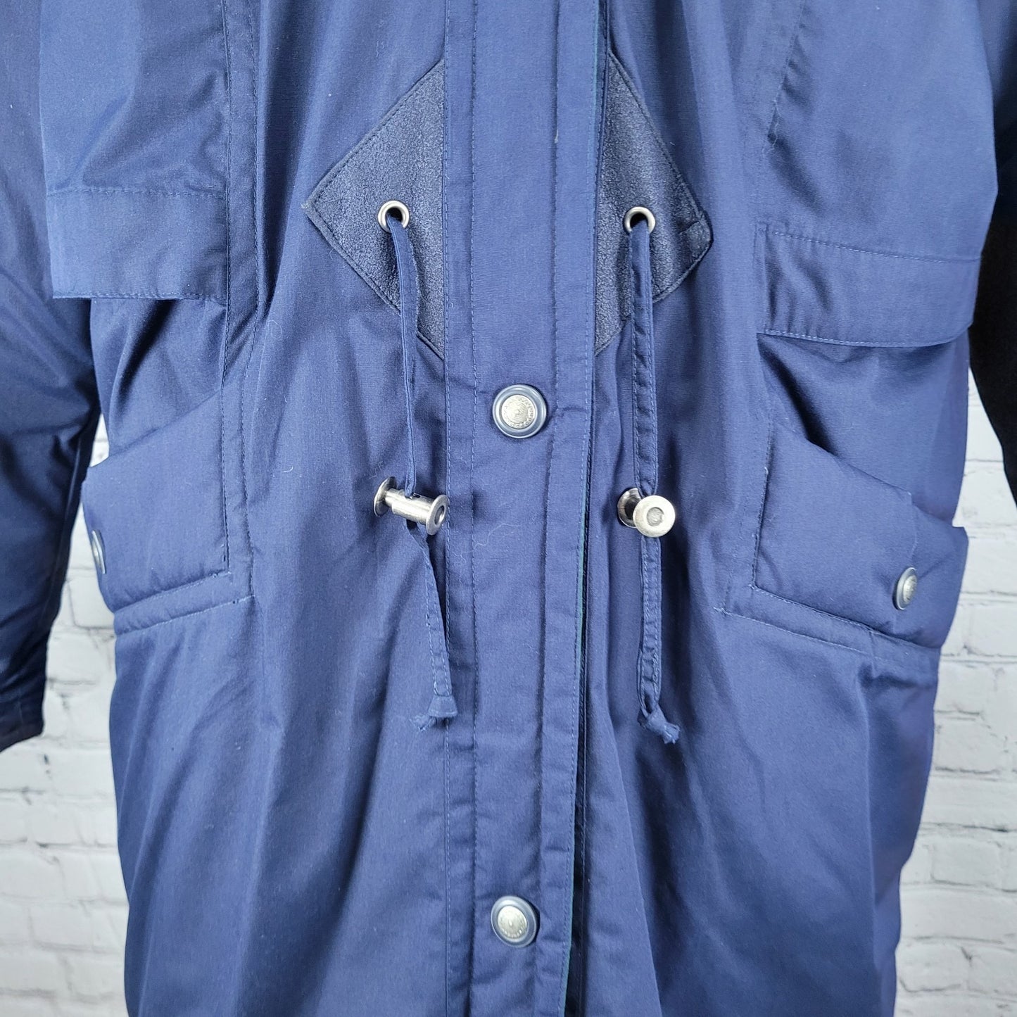 Mulberry Street Blue Down Fill Insulated Removable Hood Over Coat Size Medium M