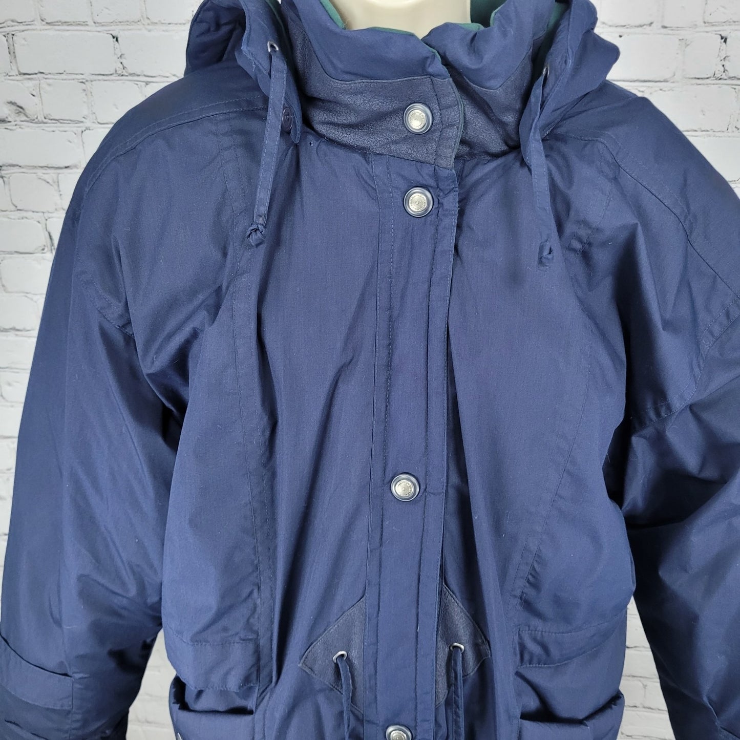 Mulberry Street Blue Down Fill Insulated Removable Hood Over Coat Size Medium M