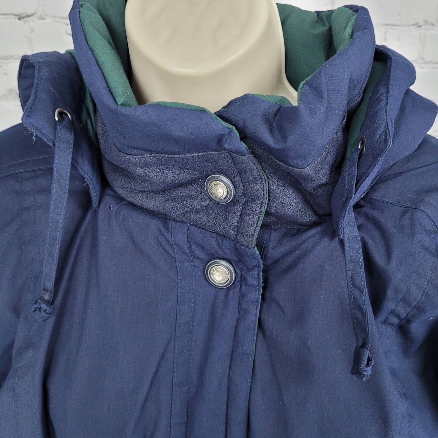 Mulberry Street Blue Down Fill Insulated Removable Hood Over Coat Size Medium M