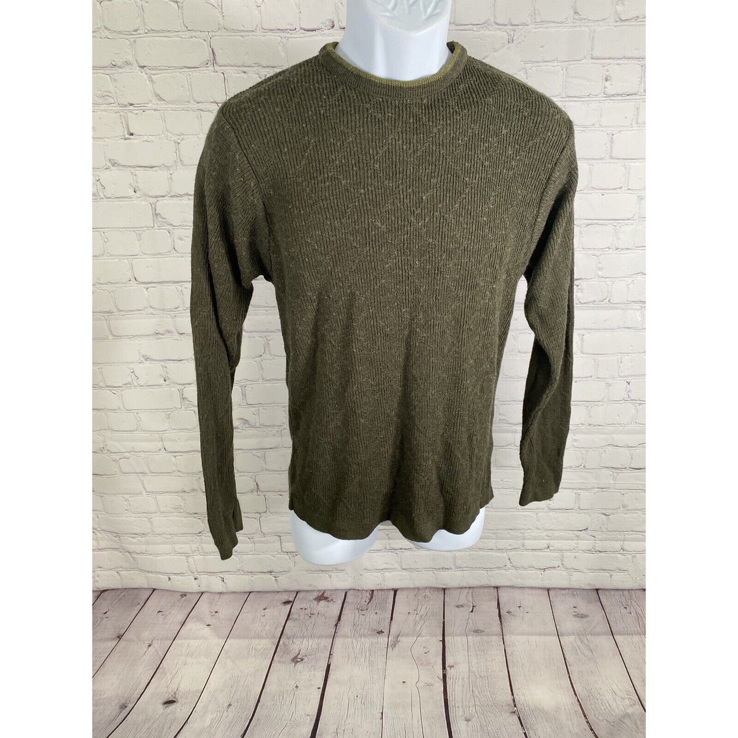 Murano Italia Wool Blend Forrest Green Crew Neck Pullover Knit Sweater Men’s S