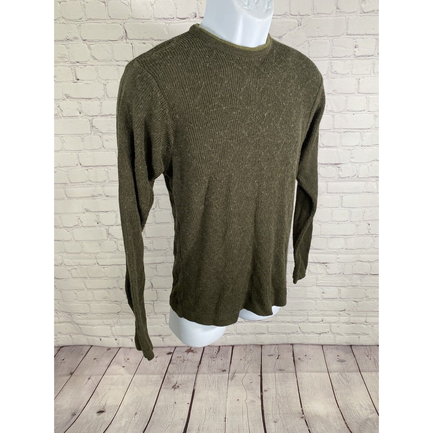 Murano Italia Wool Blend Forrest Green Crew Neck Pullover Knit Sweater Men’s S