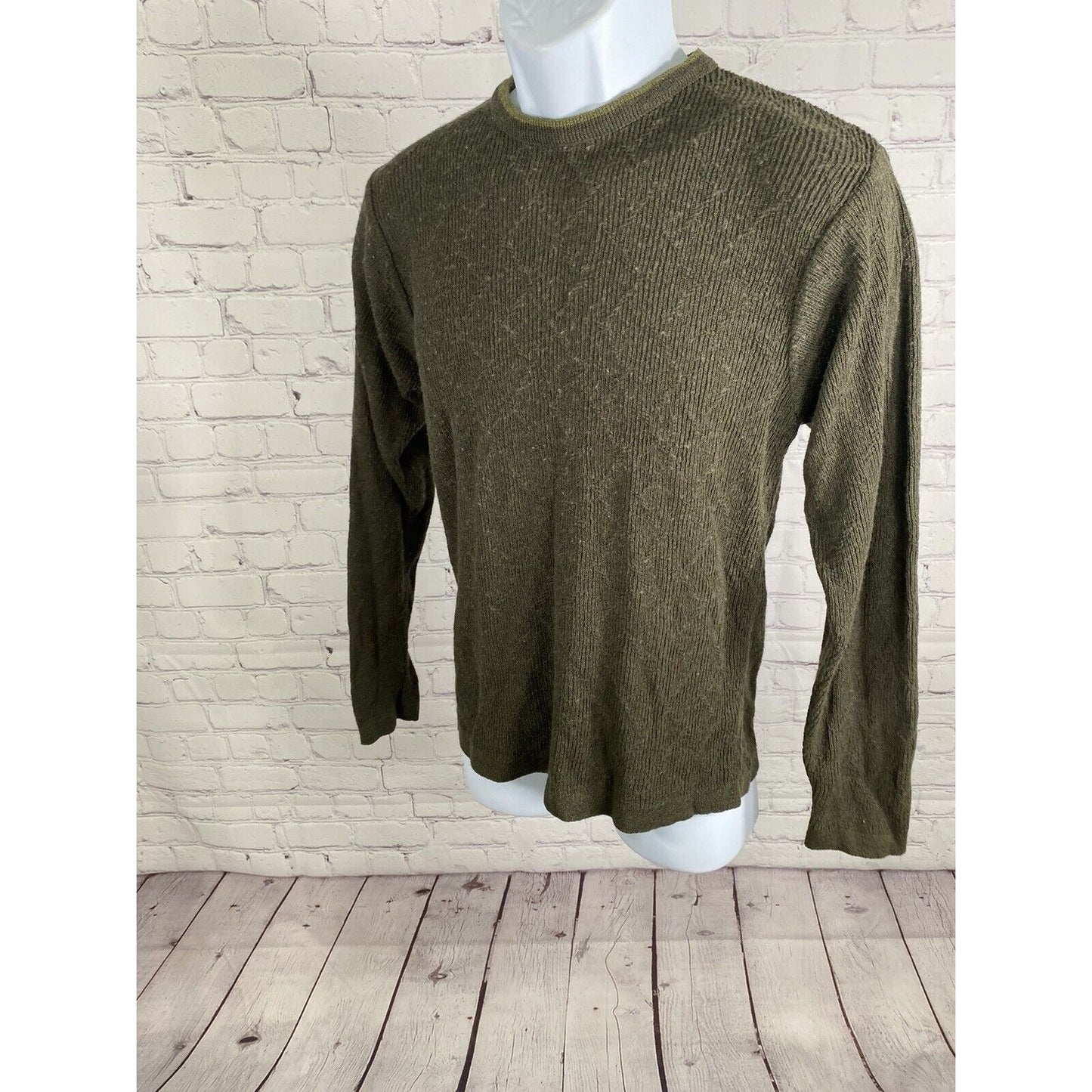 Murano Italia Wool Blend Forrest Green Crew Neck Pullover Knit Sweater Men’s S