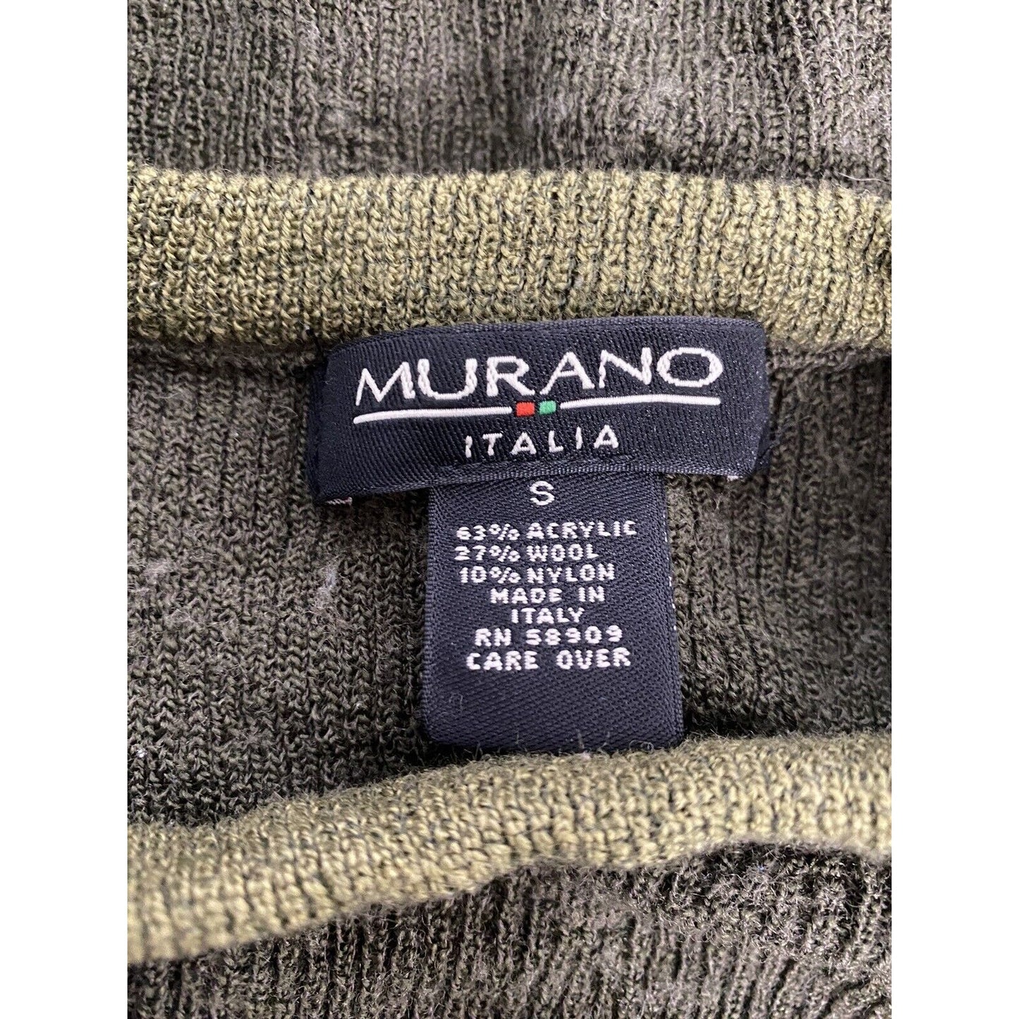 Murano Italia Wool Blend Forrest Green Crew Neck Pullover Knit Sweater Men’s S