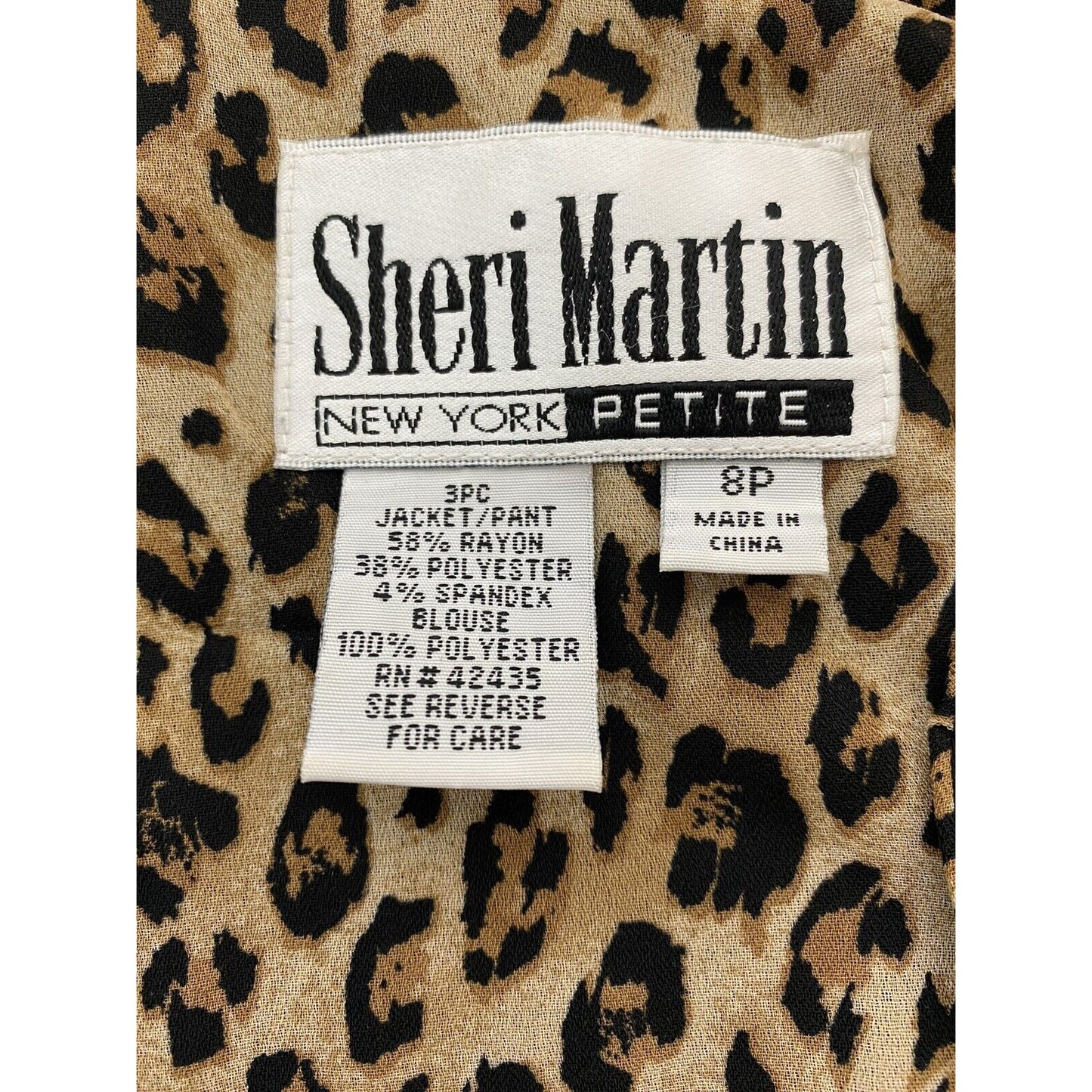 VTG Sheri Martin Petite Black Cheetah Print Short Sleeve Open Front Jacket 8P
