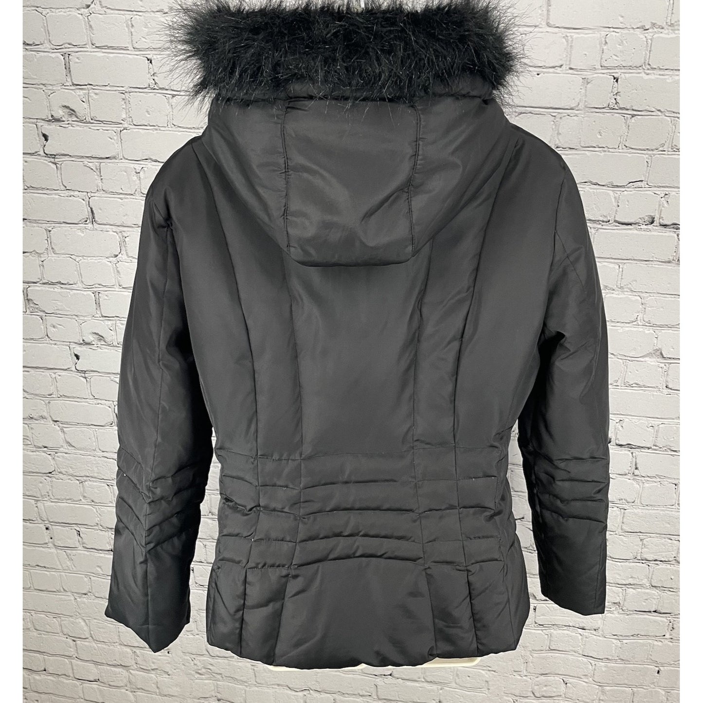 Calvin Klein Black Quilted Down Insulated Removable Hood Jacket Size Medium M