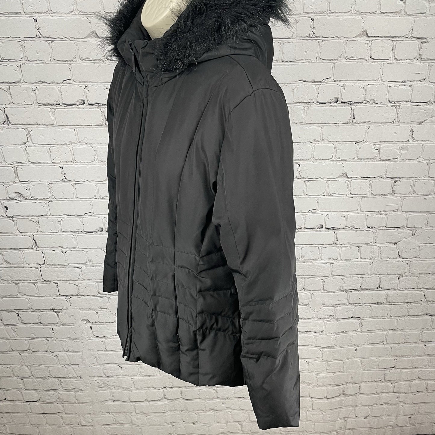 Calvin Klein Black Quilted Down Insulated Removable Hood Jacket Size Medium M