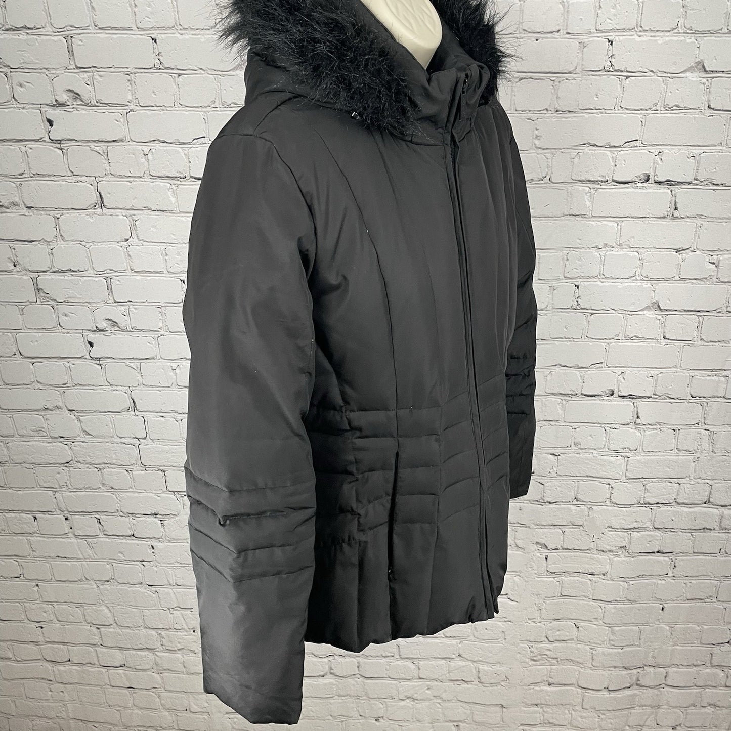 Calvin Klein Black Quilted Down Insulated Removable Hood Jacket Size Medium M
