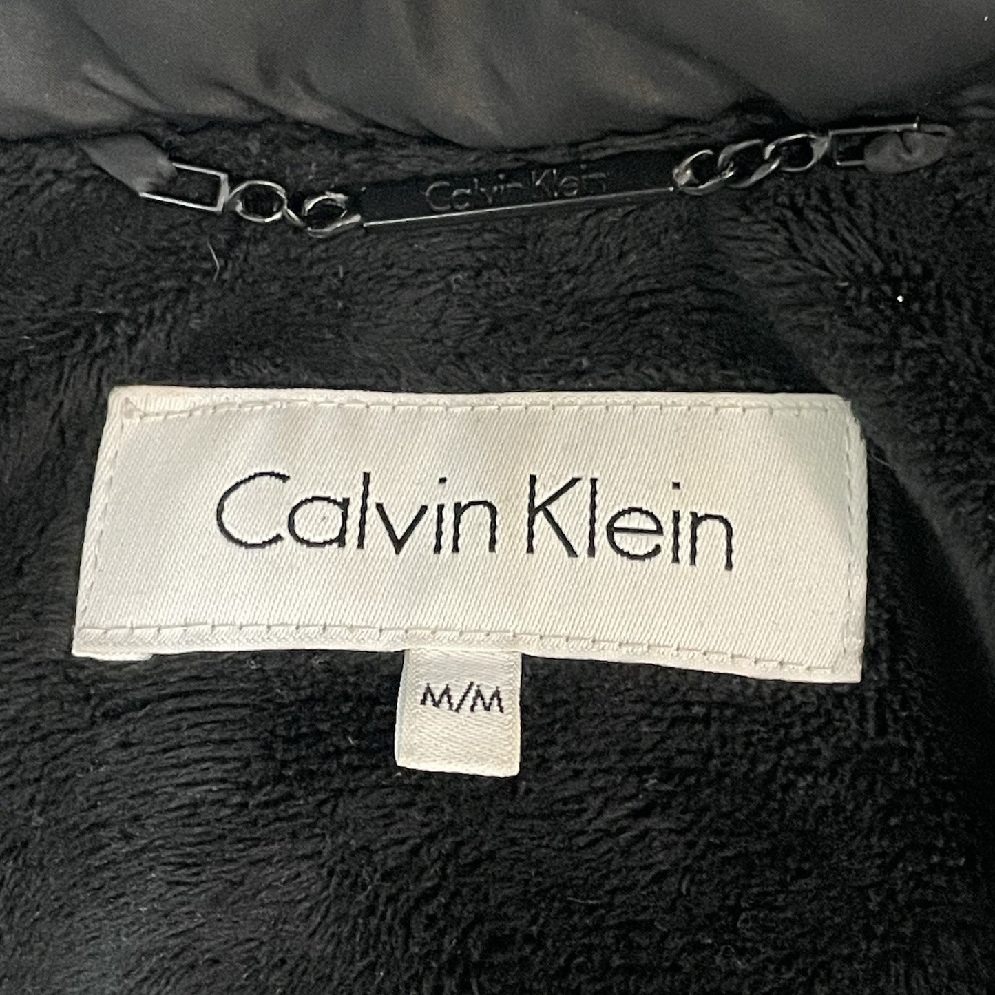 Calvin Klein Black Quilted Down Insulated Removable Hood Jacket Size Medium M