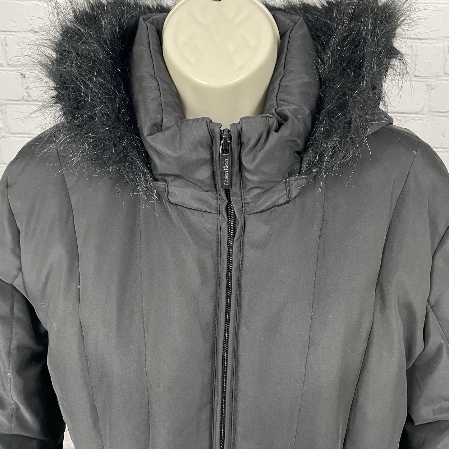 Calvin Klein Black Quilted Down Insulated Removable Hood Jacket Size Medium M