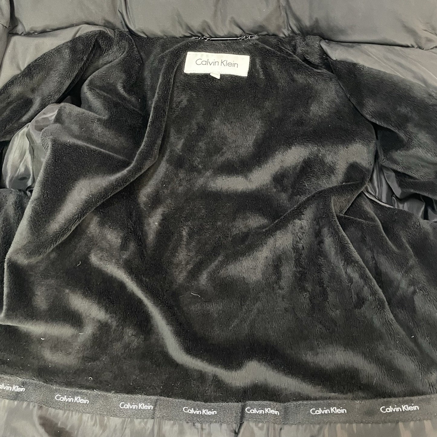 Calvin Klein Black Quilted Down Insulated Removable Hood Jacket Size Medium M