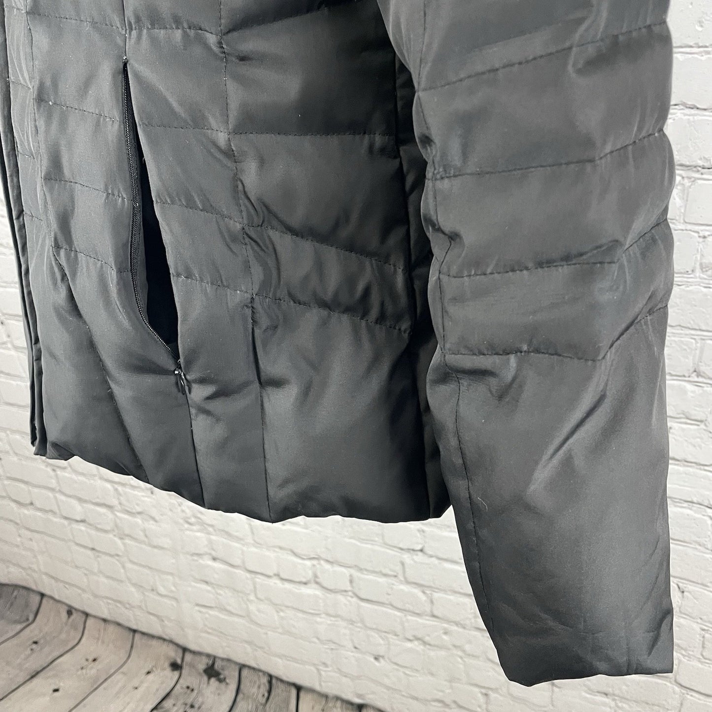 Calvin Klein Black Quilted Down Insulated Removable Hood Jacket Size Medium M
