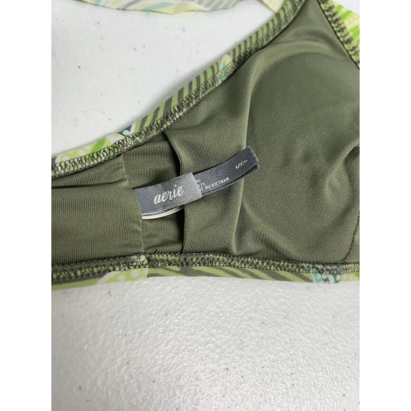 Aerie Green Ruffle Scoop Wrap Around Removable Pads Bikini Swim Top Women’s S