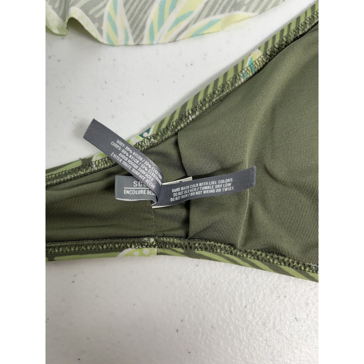 Aerie Green Ruffle Scoop Wrap Around Removable Pads Bikini Swim Top Women’s S