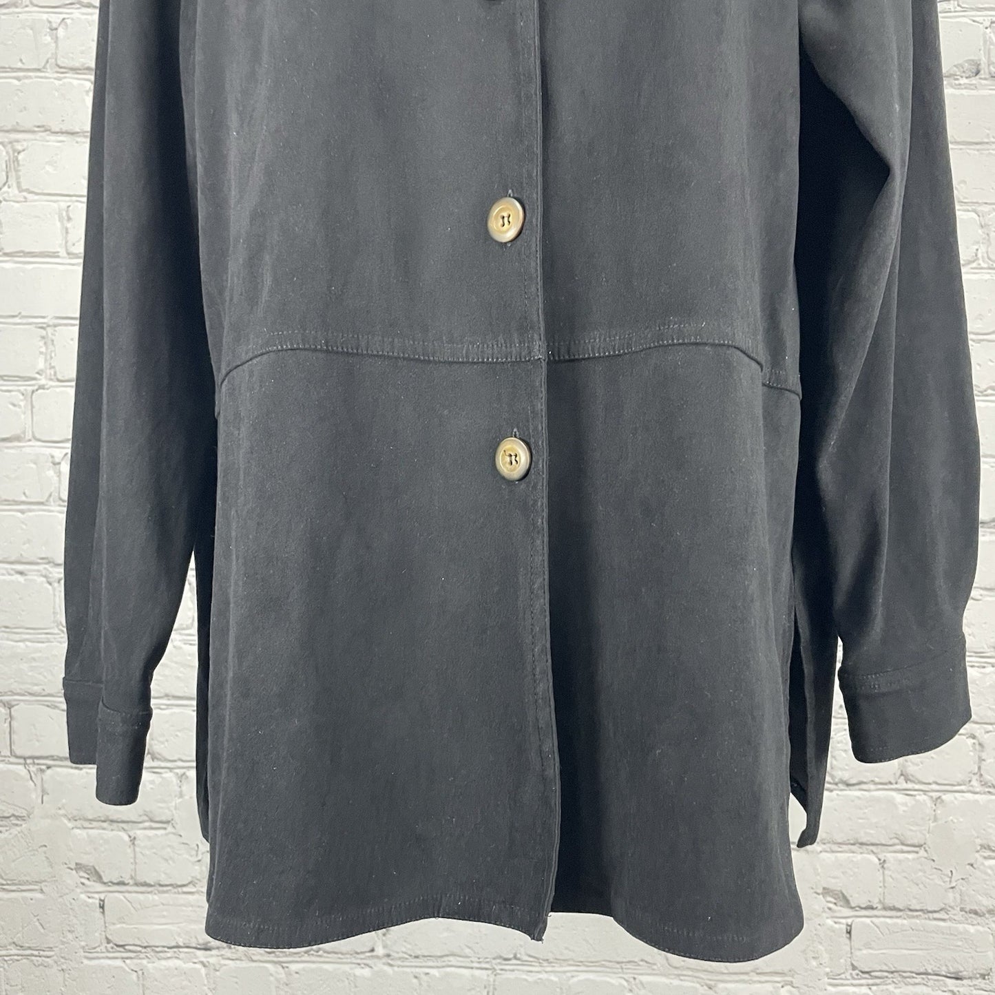 Talbots Black Buttoned Collared Lightweight Unlined Shacket Jacket Size Medium M