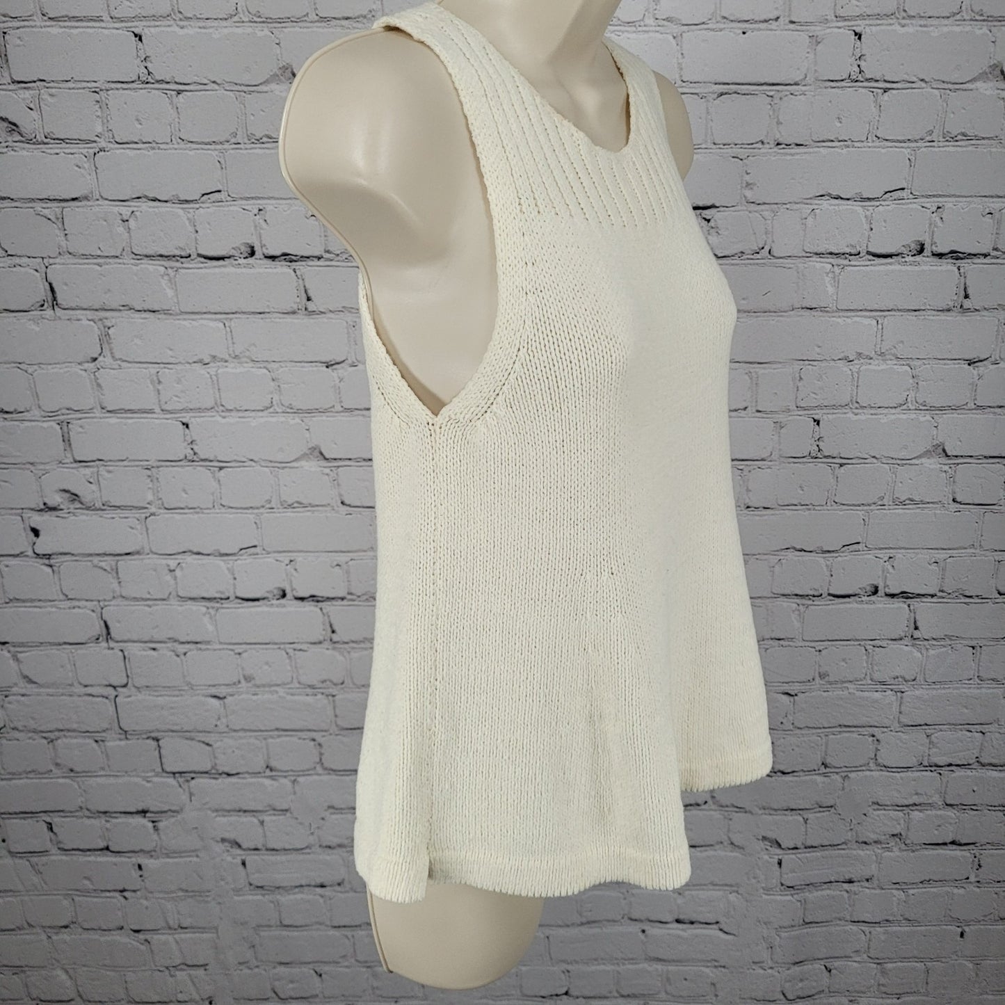Madewell Cream Cotton Blend Knit Boho Sleeveless Sweater Tank Top Size XXS