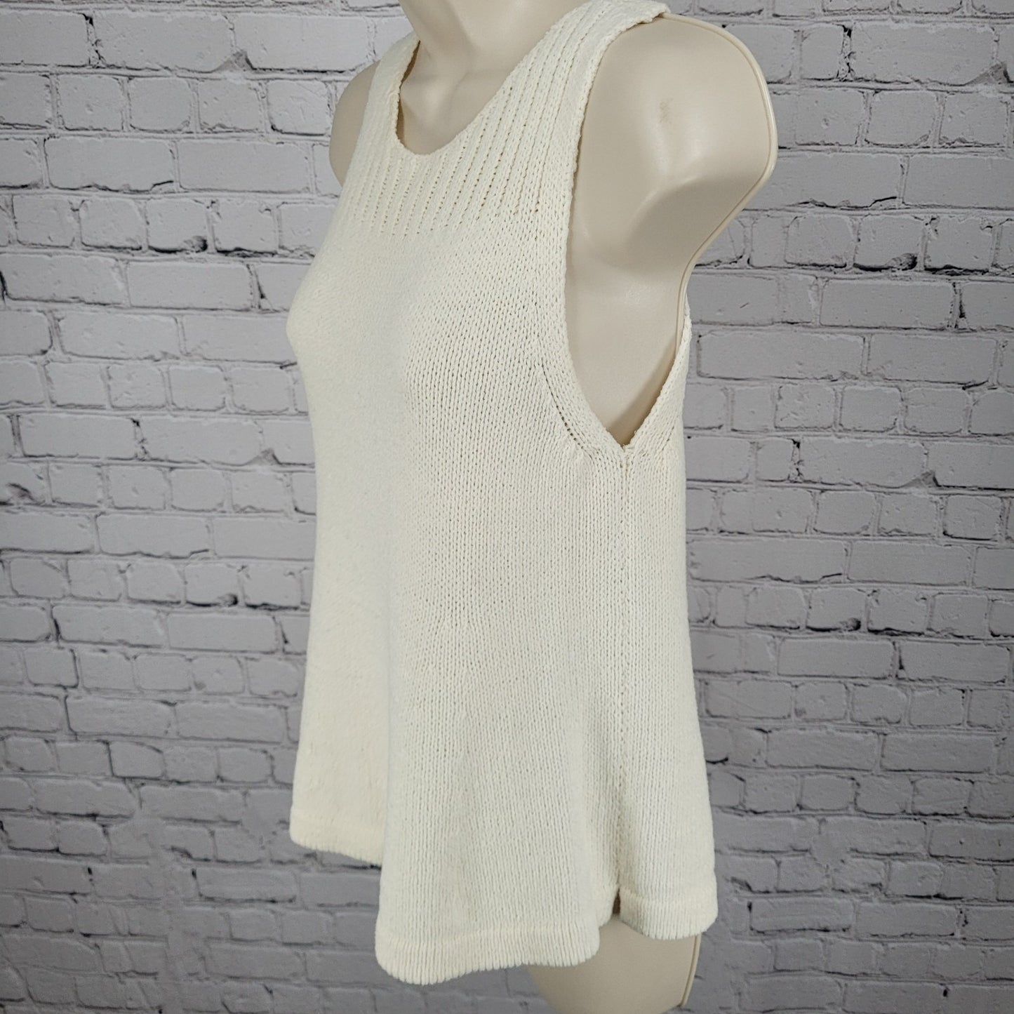 Madewell Cream Cotton Blend Knit Boho Sleeveless Sweater Tank Top Size XXS