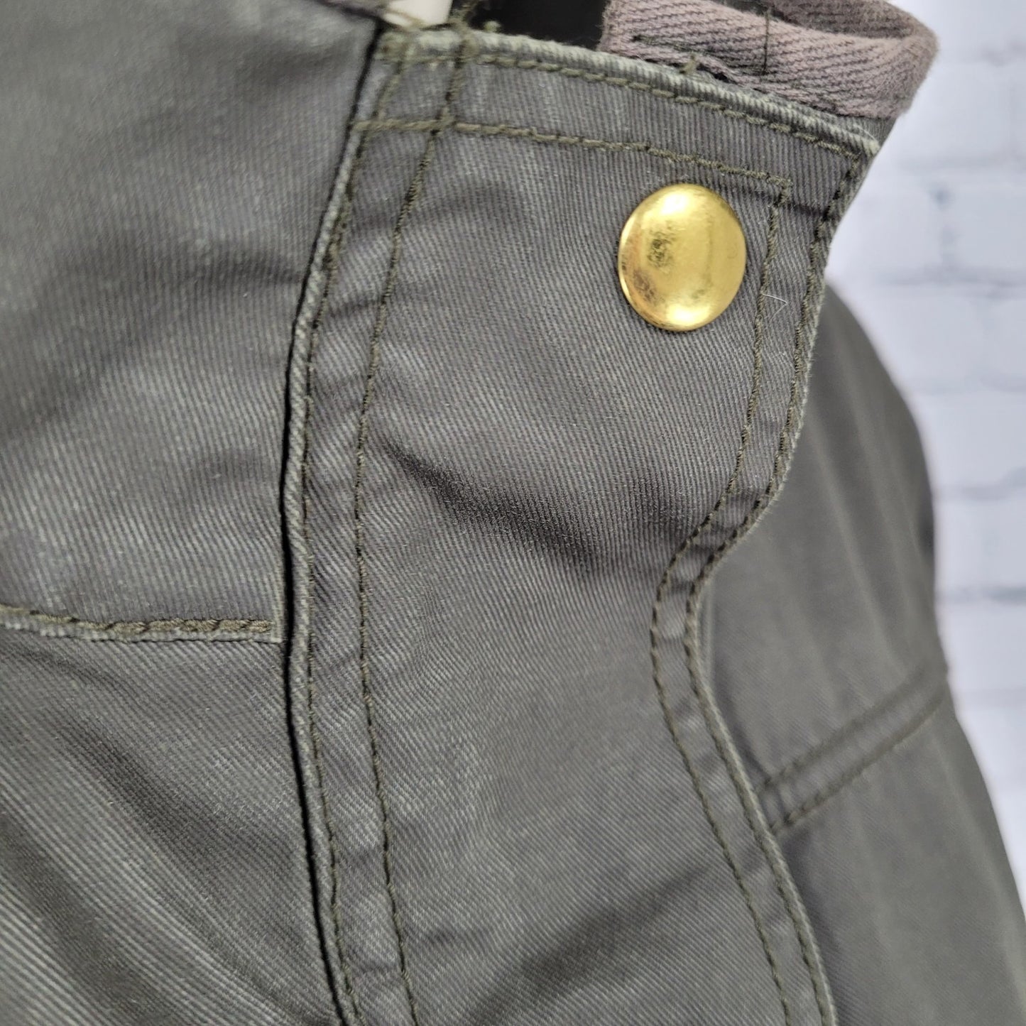 J.CREW Brown Waxed Cotton Gold Snap Zipped Unlined Utility Jacket Size Large L