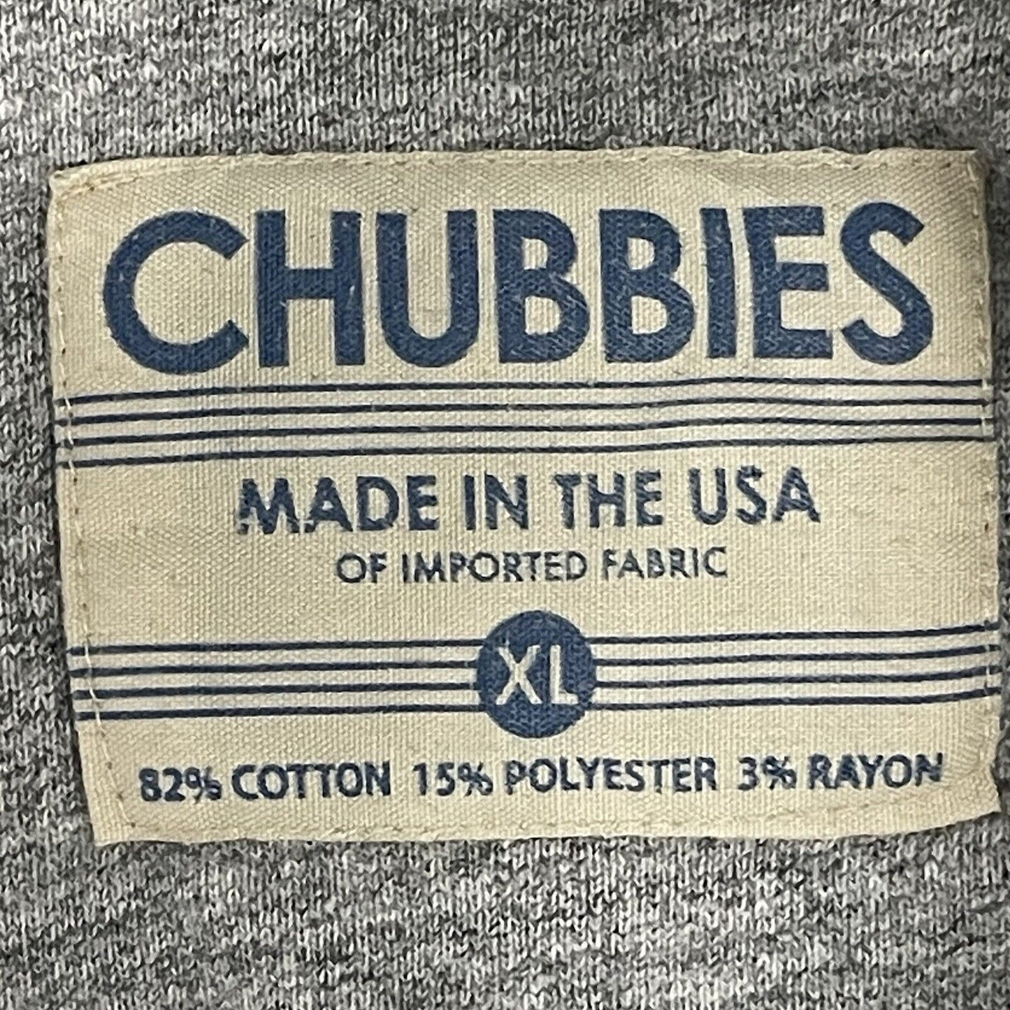 Chubbies Grey Cotton Blend Pullover Zip Sweatshirt USA Made Pockets Size XL
