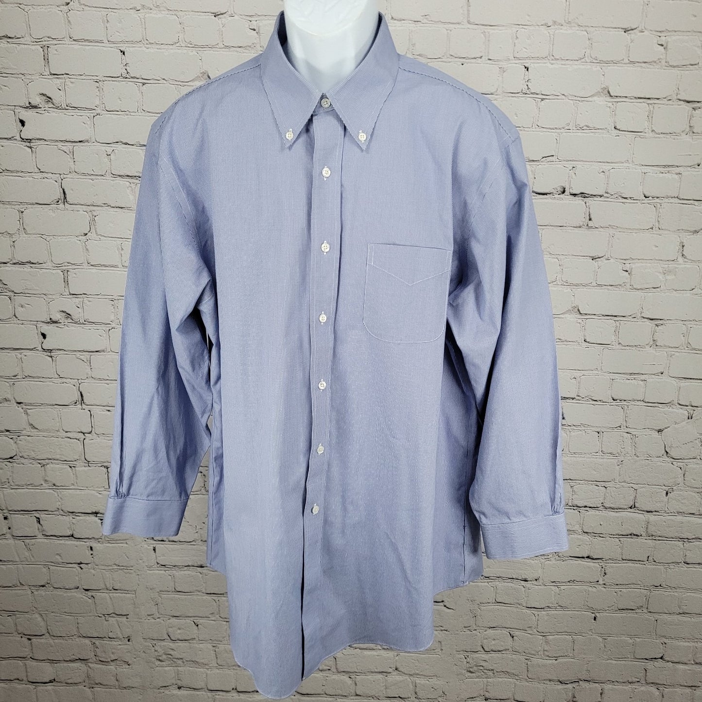 Brooks Brothers Blue Supima Cotton Regent Non Iron Long Sleeve Shirt 17.5-33