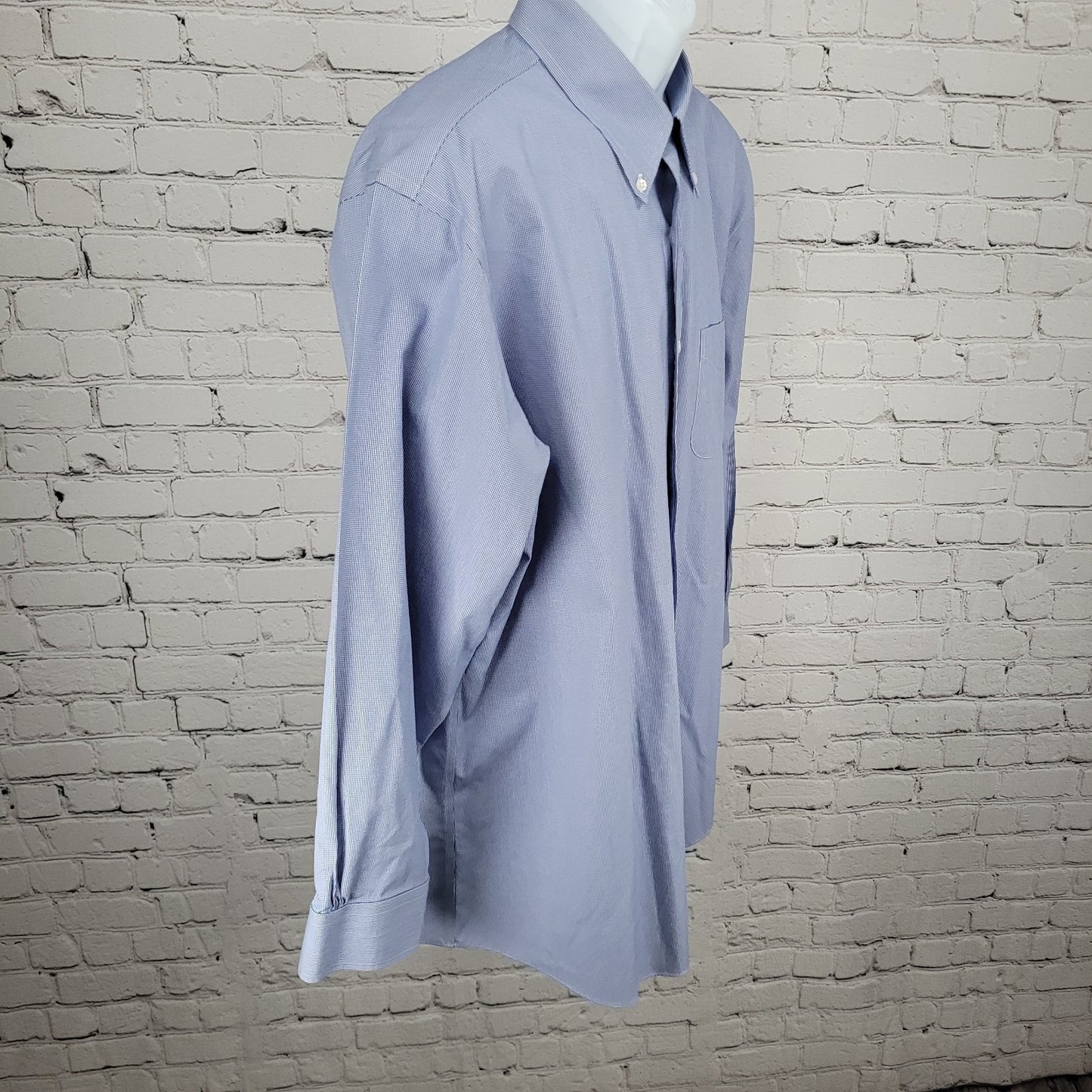Brooks Brothers Blue Supima Cotton Regent Non Iron Long Sleeve Shirt 17.5-33