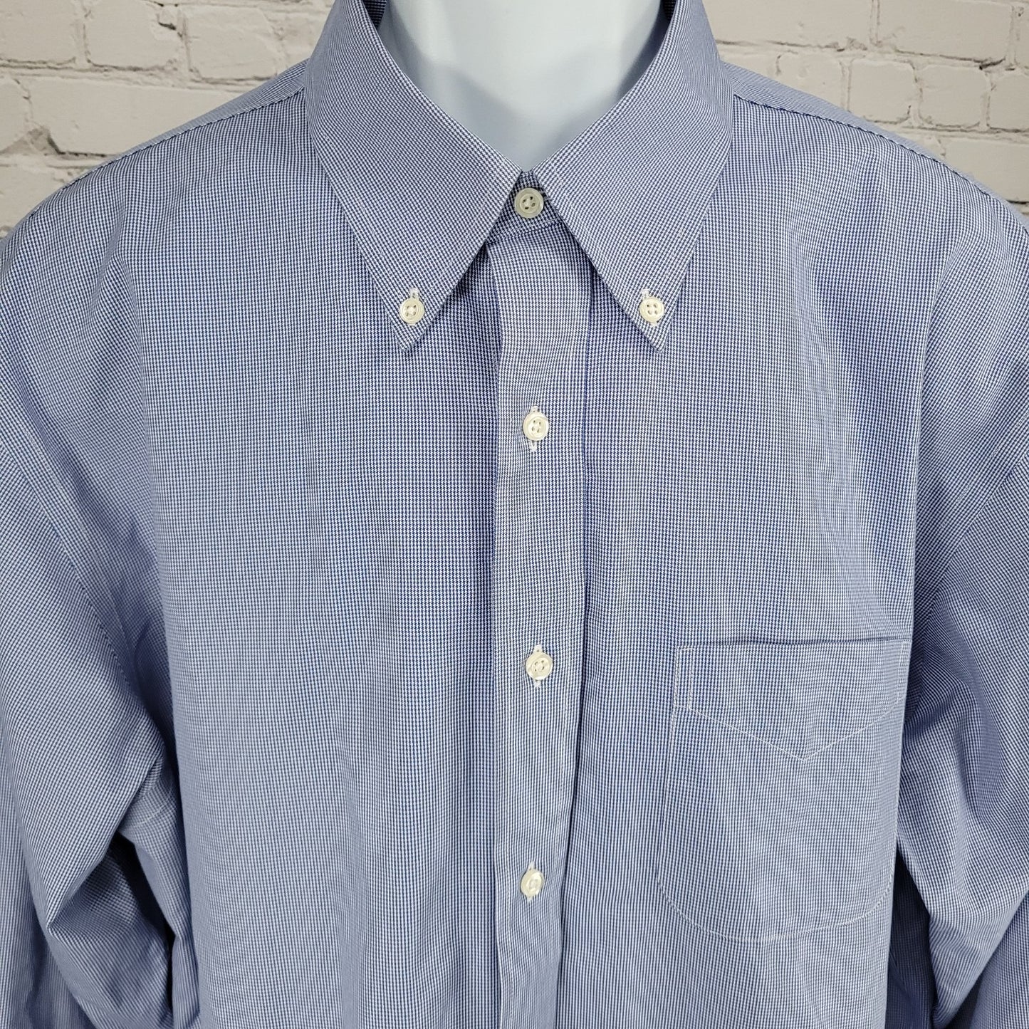 Brooks Brothers Blue Supima Cotton Regent Non Iron Long Sleeve Shirt 17.5-33