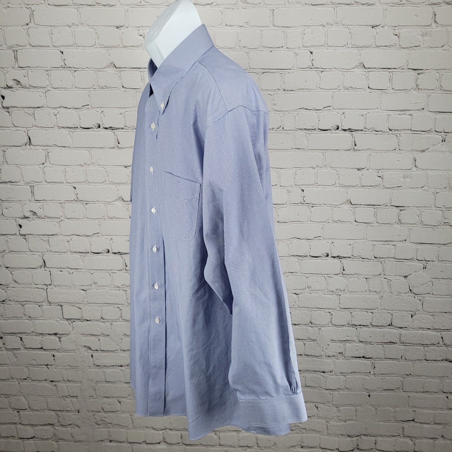 Brooks Brothers Blue Supima Cotton Regent Non Iron Long Sleeve Shirt 17.5-33