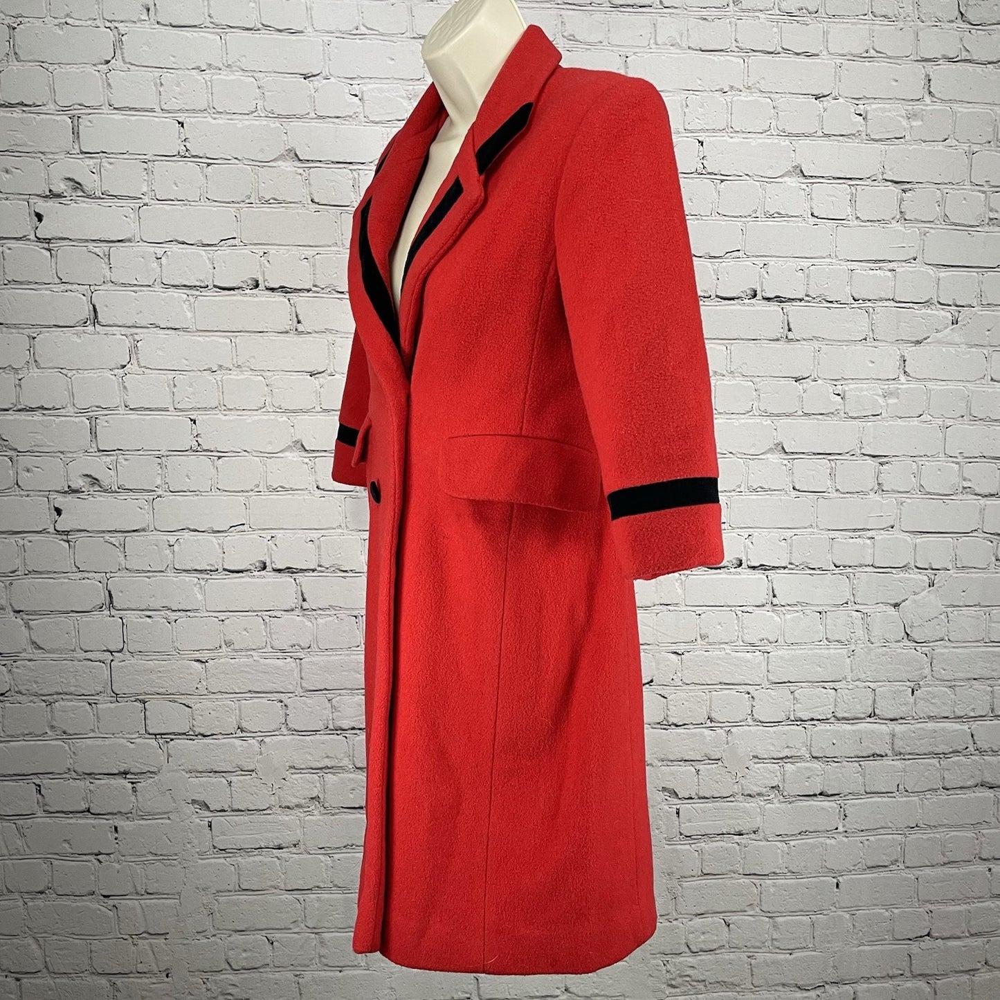 VTG Rothschild Red Wool Buttoned Collared Lined Peacoat USA Made Girls Size 7