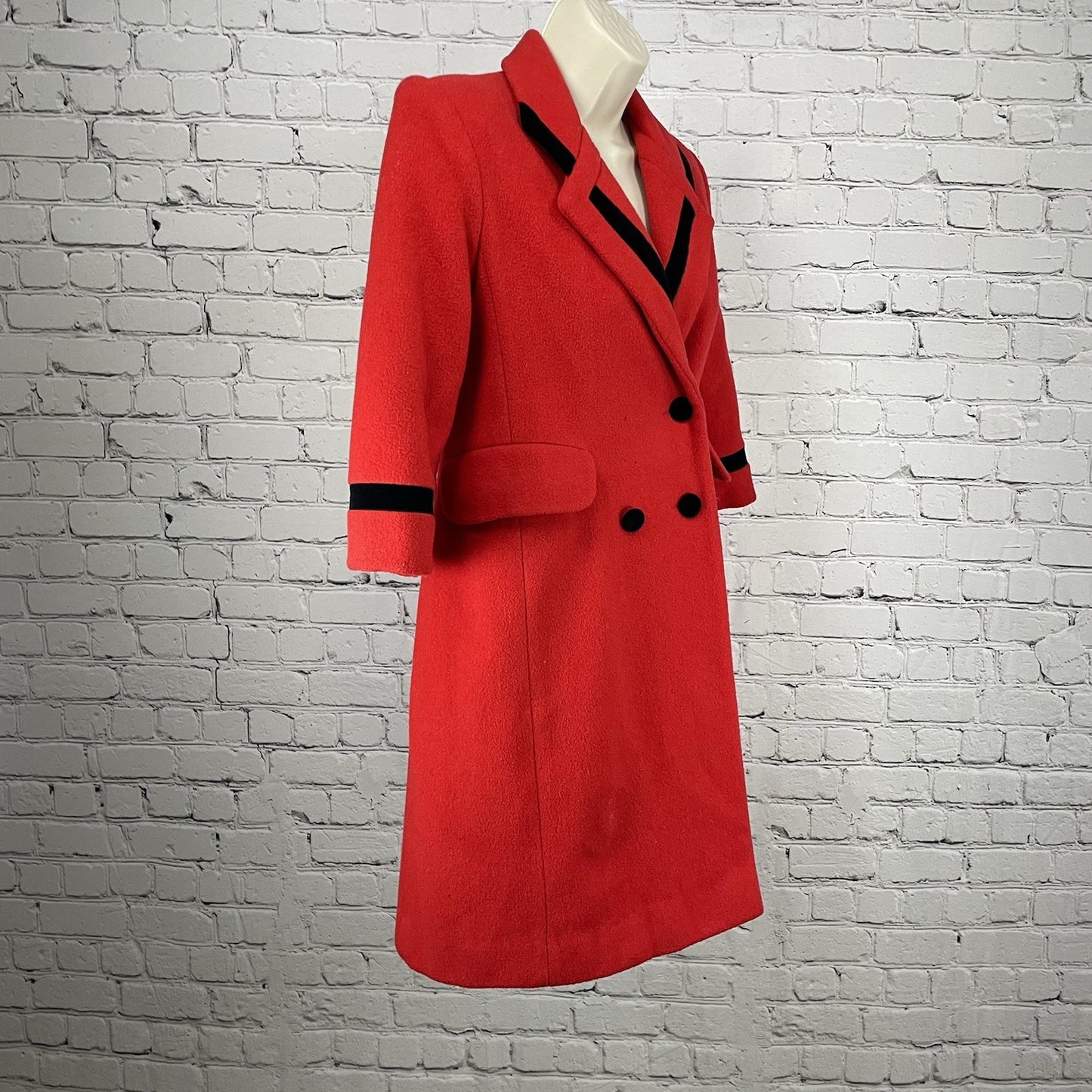 VTG Rothschild Red Wool Buttoned Collared Lined Peacoat USA Made Girls Size 7