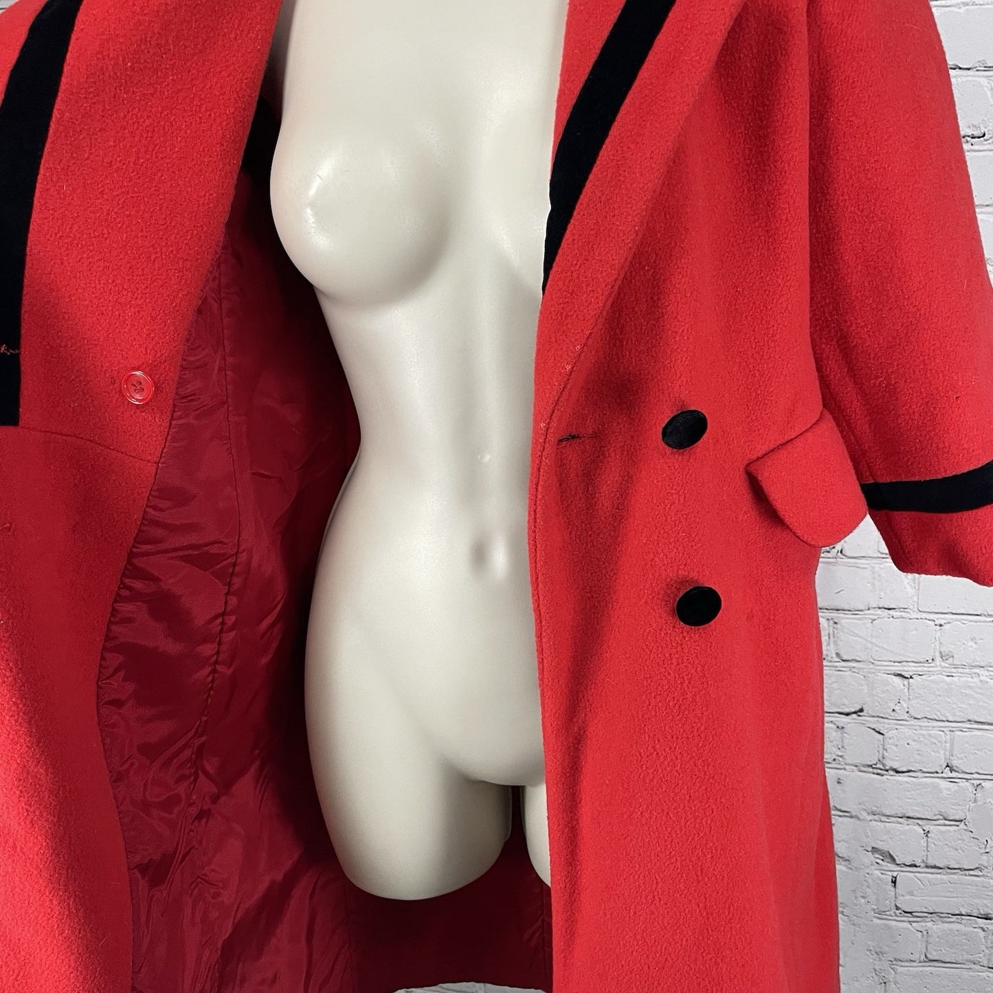 VTG Rothschild Red Wool Buttoned Collared Lined Peacoat USA Made Girls Size 7