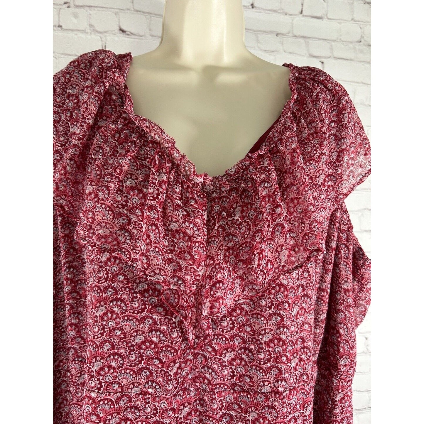 NWT Loft Plus Red Floral Flounce Tie Back Lined Lightweight Tiered Maxi Dress 22
