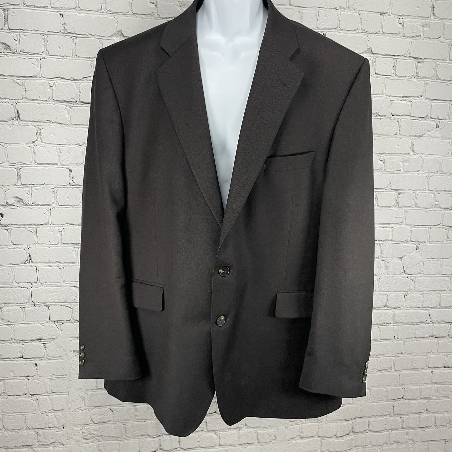 Alexandre London Brown 100% Wool 2 Button Vented Notch Blazer Sport Coat 48L