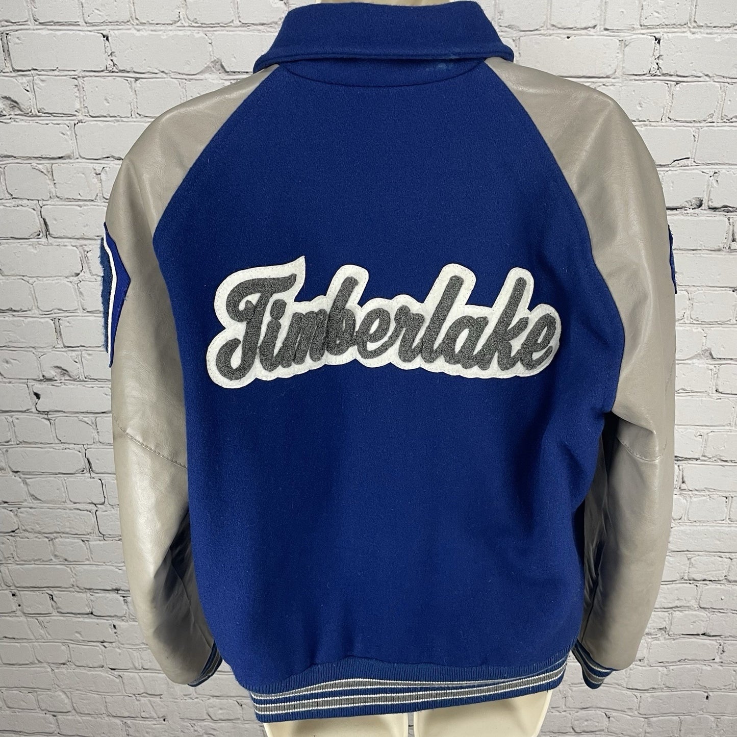 Tejas Manufacturing Blue Wool Varsity Letterman Jacket USA Timberlake Medium M